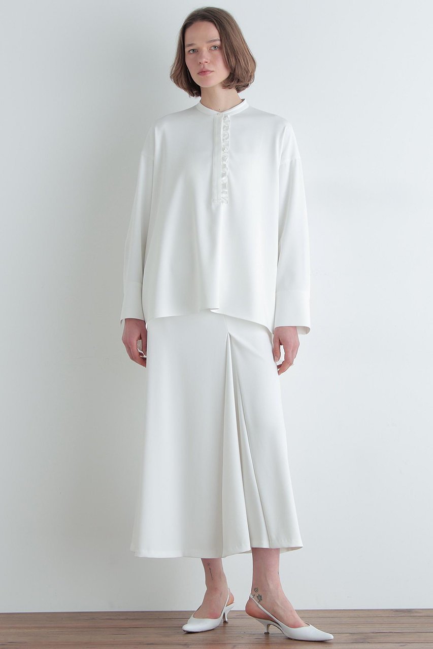 【ル フィル/LE PHIL】の2WAYツイルドレープブラウス 人気、トレンドファッション・服の通販 founy(ファニー) 　ファッション　Fashion　レディースファッション　Fashion for Women　トップス・カットソー　Cut & Sew Tops　シャツ・ブラウス・オフィスカジュアル　Elegant Blouses & Button-Ups　おすすめ　Recommended / Our Picks　シンプル　Simple, Minimal　ストレッチ　Stretch, Stretchy Fabric　スリーブ　Sleeve, Long Sleeve / Short Sleeve　セットアップ　Set-Up, Coordinated Outfit　ダブル　Double, Double-Breasted　バランス　Balance, Style Balance　フォルム　Silhouette, Form　ボトム　Bottoms, Lower Wear　ラッフル　Ruffle, Frill　ロング　Long, Long-Length　定番　Standard, Basic Item　other-3|ID: prp329100004801339 ipo3291000000036196426