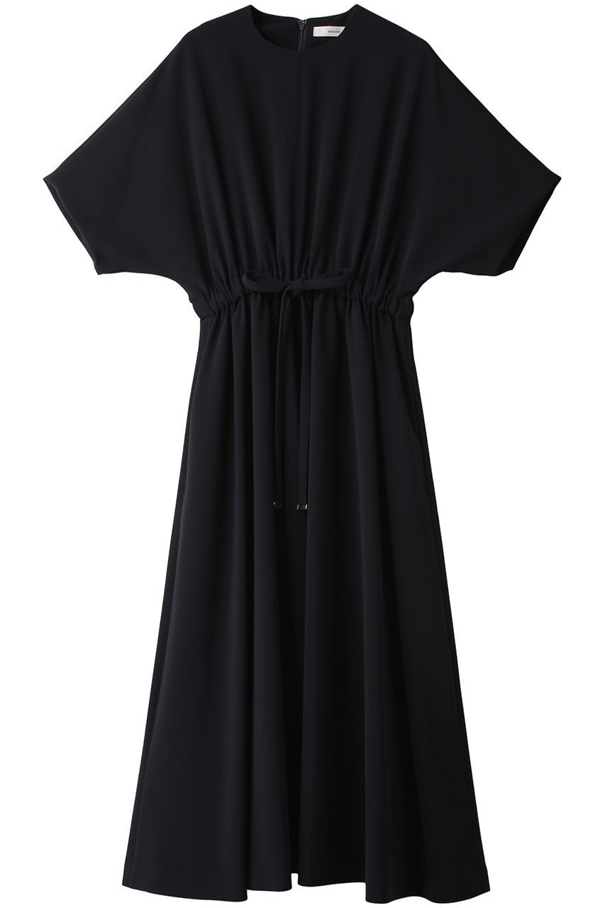 【エブール/ebure】のトリアセダブルクロス イージーワンピース インテリア・キッズ・メンズ・レディースファッション・服の通販 founy(ファニー) 　ファッション　Fashion　レディースファッション　Fashion for Women　ワンピース　Dresses　チュニック　Tunic Tops & Dresses　ギャザー　Gathered, Ruffled　チュニック　Tunic, Long Top　ドレープ　Drape, Draping Fabric　バランス　Balance, Style Balance　リボン　Ribbon, Bow　ロング　Long, Long-Length　エレガント 上品　Elegant　定番　Standard, Basic Item　ネイビー|ID: prp329100004801408 ipo3291000000035376250