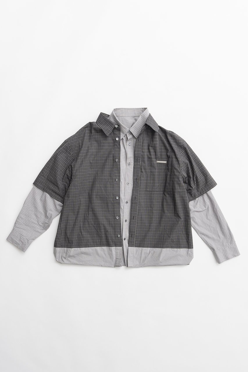 【プランク プロジェクト/PRANK PROJECT】のダブルレイヤーシャツ インテリア・キッズ・メンズ・レディースファッション・服の通販 founy(ファニー) ファッション Fashion レディースファッション Fashion for Women トップス・カットソー Cut & Sew Tops シャツ・ブラウス・オフィスカジュアル Elegant Blouses & Button-Ups 2026年 2026 おすすめ Recommended / Our Picks ストライプ Stripe, Striped Pattern スリーブ Sleeve, Long Sleeve / Short Sleeve チェック Check, Plaid, Tartan ドッキング Docking, Mixed Material ベーシック Basic, Essential ボトム Bottoms, Lower Wear ロング Long, Long-Length 半袖 Short Sleeve, Half Sleeve 夏 Summer 春 Spring S/S・春夏 SS, Spring/Summer, Warm Season 無地 Plain, Solid Color 長袖 Long Sleeve, Full Sleeve C.GRY(チャコールグレー)|ID: prp329100004802763 ipo3291000000034845435