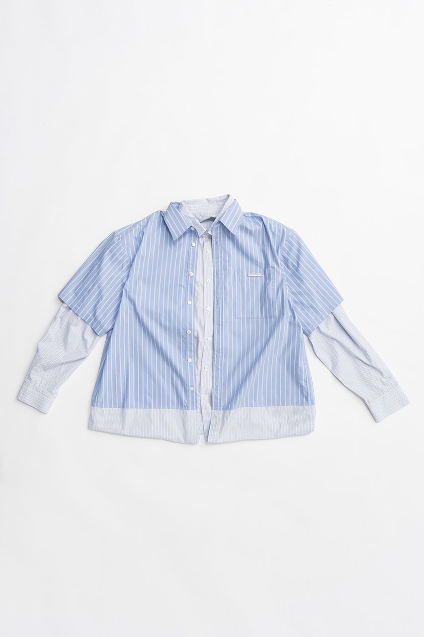 【プランク プロジェクト/PRANK PROJECT】のダブルレイヤーシャツ インテリア・キッズ・メンズ・レディースファッション・服の通販 founy(ファニー) ファッション Fashion レディースファッション Fashion for Women トップス・カットソー Cut & Sew Tops シャツ・ブラウス・オフィスカジュアル Elegant Blouses & Button-Ups 2026年 2026 おすすめ Recommended / Our Picks ストライプ Stripe, Striped Pattern スリーブ Sleeve, Long Sleeve / Short Sleeve チェック Check, Plaid, Tartan ドッキング Docking, Mixed Material ベーシック Basic, Essential ボトム Bottoms, Lower Wear ロング Long, Long-Length 半袖 Short Sleeve, Half Sleeve 夏 Summer 春 Spring S/S・春夏 SS, Spring/Summer, Warm Season 無地 Plain, Solid Color 長袖 Long Sleeve, Full Sleeve BLU(ブルー)|ID: prp329100004802763 ipo3291000000034845439