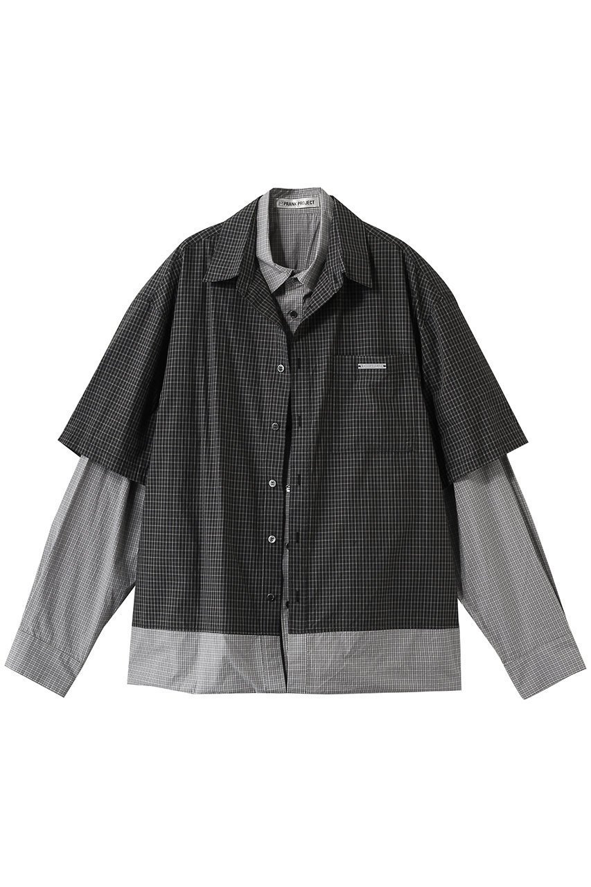 【プランク プロジェクト/PRANK PROJECT】のダブルレイヤーシャツ インテリア・キッズ・メンズ・レディースファッション・服の通販 founy(ファニー) 　ファッション　Fashion　レディースファッション　Fashion for Women　トップス・カットソー　Cut & Sew Tops　シャツ・ブラウス・オフィスカジュアル　Elegant Blouses & Button-Ups　2026年　2026　おすすめ　Recommended / Our Picks　ストライプ　Stripe, Striped Pattern　スリーブ　Sleeve, Long Sleeve / Short Sleeve　チェック　Check, Plaid, Tartan　ドッキング　Docking, Mixed Material　ベーシック　Basic, Essential　ボトム　Bottoms, Lower Wear　ロング　Long, Long-Length　半袖　Short Sleeve, Half Sleeve　夏　Summer　春　Spring　S/S・春夏　SS, Spring/Summer, Warm Season　無地　Plain, Solid Color　長袖　Long Sleeve, Full Sleeve　C.GRY(チャコールグレー)|ID: prp329100004802763 ipo3291000000035862127