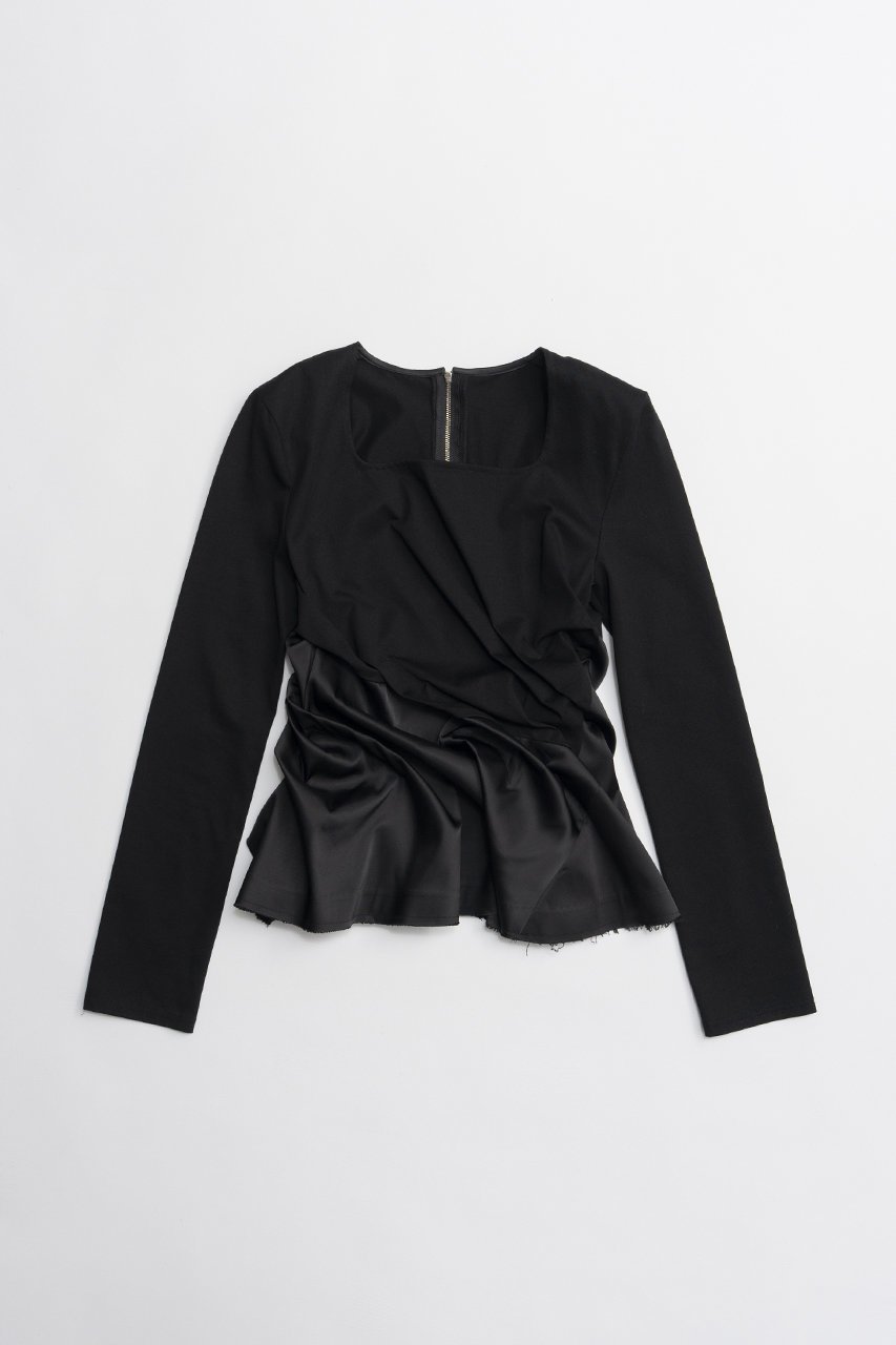 【プランク プロジェクト/PRANK PROJECT】のツイストヘムトップ 人気、トレンドファッション・服の通販 founy(ファニー) ファッション Fashion レディースファッション Fashion for Women トップス・カットソー Cut & Sew Tops シャツ・ブラウス・オフィスカジュアル Elegant Blouses & Button-Ups ロングTシャツ・Tシャツ Longline T-Shirts & Tees カットソー・ベーシックTシャツ Cut-and-Sewn Tops / Stretch Tees & Basics 2026年 2026 カットソー Cut and Sewn Top サテン Satin, Glossy Fabric シルケット Silket, Silky Cotton シンプル Simple, Minimal スクエア Square, Square Shape スラックス Slacks, Dress Pants スリーブ Sleeve, Long Sleeve / Short Sleeve ツイスト Tweed, Tweed Fabric デニム Denim, Jeans Material ロング Long, Long-Length 夏 Summer 春 Spring S/S・春夏 SS, Spring/Summer, Warm Season other-1|ID: prp329100004802784 ipo3291000000034845687