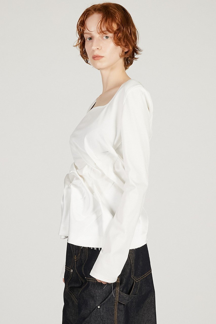 【プランク プロジェクト/PRANK PROJECT】のツイストヘムトップ 人気、トレンドファッション・服の通販 founy(ファニー) ファッション Fashion レディースファッション Fashion for Women トップス・カットソー Cut & Sew Tops シャツ・ブラウス・オフィスカジュアル Elegant Blouses & Button-Ups ロングTシャツ・Tシャツ Longline T-Shirts & Tees カットソー・ベーシックTシャツ Cut-and-Sewn Tops / Stretch Tees & Basics 2026年 2026 カットソー Cut and Sewn Top サテン Satin, Glossy Fabric シルケット Silket, Silky Cotton シンプル Simple, Minimal スクエア Square, Square Shape スラックス Slacks, Dress Pants スリーブ Sleeve, Long Sleeve / Short Sleeve ツイスト Tweed, Tweed Fabric デニム Denim, Jeans Material ロング Long, Long-Length 夏 Summer 春 Spring S/S・春夏 SS, Spring/Summer, Warm Season other-5|ID: prp329100004802784 ipo3291000000034845693