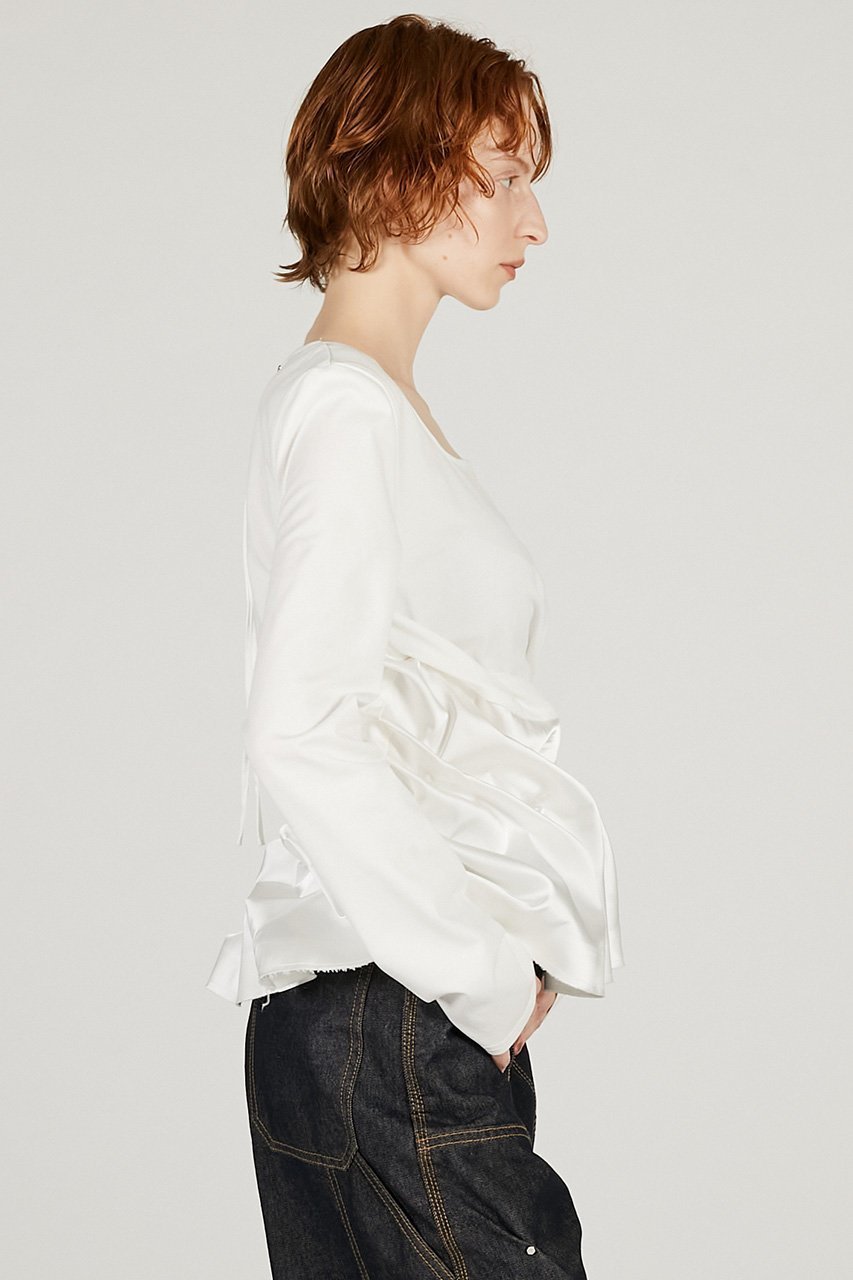 【プランク プロジェクト/PRANK PROJECT】のツイストヘムトップ 人気、トレンドファッション・服の通販 founy(ファニー) ファッション Fashion レディースファッション Fashion for Women トップス・カットソー Cut & Sew Tops シャツ・ブラウス・オフィスカジュアル Elegant Blouses & Button-Ups ロングTシャツ・Tシャツ Longline T-Shirts & Tees カットソー・ベーシックTシャツ Cut-and-Sewn Tops / Stretch Tees & Basics 2026年 2026 カットソー Cut and Sewn Top サテン Satin, Glossy Fabric シルケット Silket, Silky Cotton シンプル Simple, Minimal スクエア Square, Square Shape スラックス Slacks, Dress Pants スリーブ Sleeve, Long Sleeve / Short Sleeve ツイスト Tweed, Tweed Fabric デニム Denim, Jeans Material ロング Long, Long-Length 夏 Summer 春 Spring S/S・春夏 SS, Spring/Summer, Warm Season other-7|ID: prp329100004802784 ipo3291000000034845695