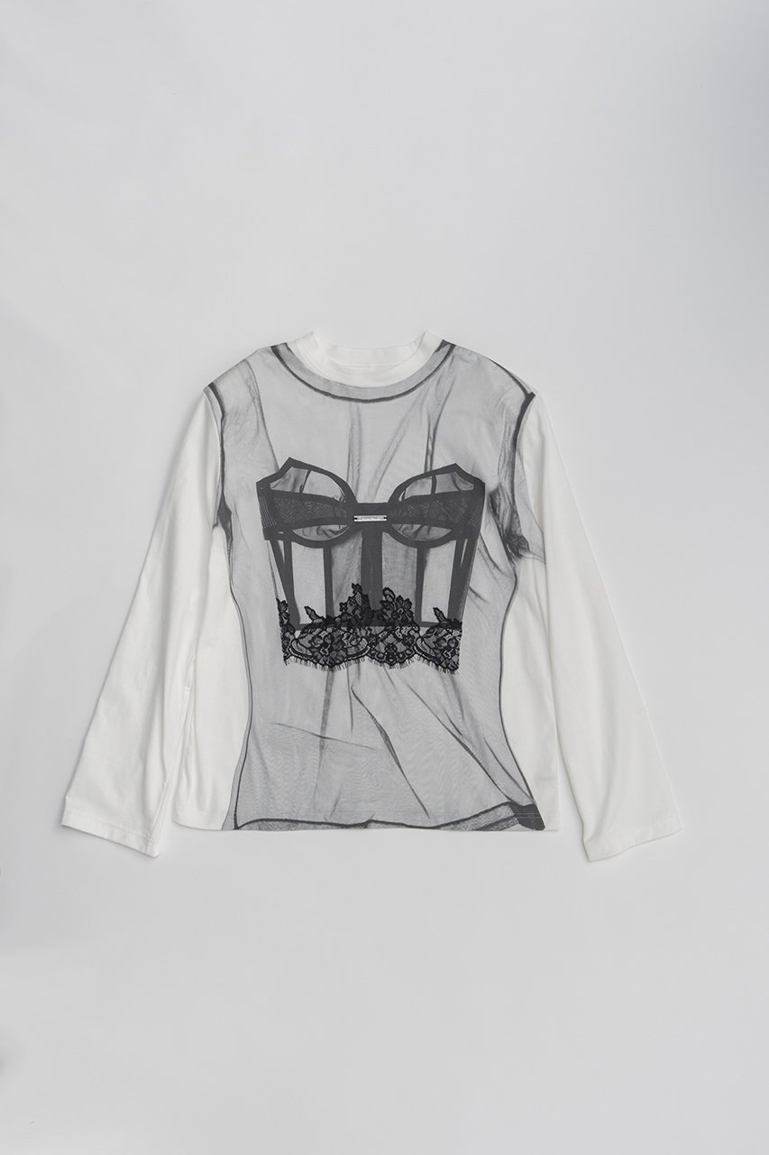 【プランク プロジェクト/PRANK PROJECT】のチュールビスチェプリントロンTEE 人気、トレンドファッション・服の通販 founy(ファニー) ファッション Fashion レディースファッション Fashion for Women トップス・カットソー Cut & Sew Tops シャツ・ブラウス・オフィスカジュアル Elegant Blouses & Button-Ups ロングTシャツ・Tシャツ Longline T-Shirts & Tees カットソー・ベーシックTシャツ Cut-and-Sewn Tops / Stretch Tees & Basics ビスチェ Bustiers & Corset Tops / Layered Bustier Style 2026年 2026 グラフィック Graphic, Graphic Design シンプル Simple, Minimal ジャケット Jacket, Outerwear スリーブ Sleeve, Long Sleeve / Short Sleeve プリント Print, Printed Pattern ベーシック Basic, Essential ミックス Mix, Mixed Style リアル Real, Realistic レース Lace, Lace Fabric ロング Long, Long-Length 夏 Summer 春 Spring S/S・春夏 SS, Spring/Summer, Warm Season other-1|ID: prp329100004802785 ipo3291000000034845697