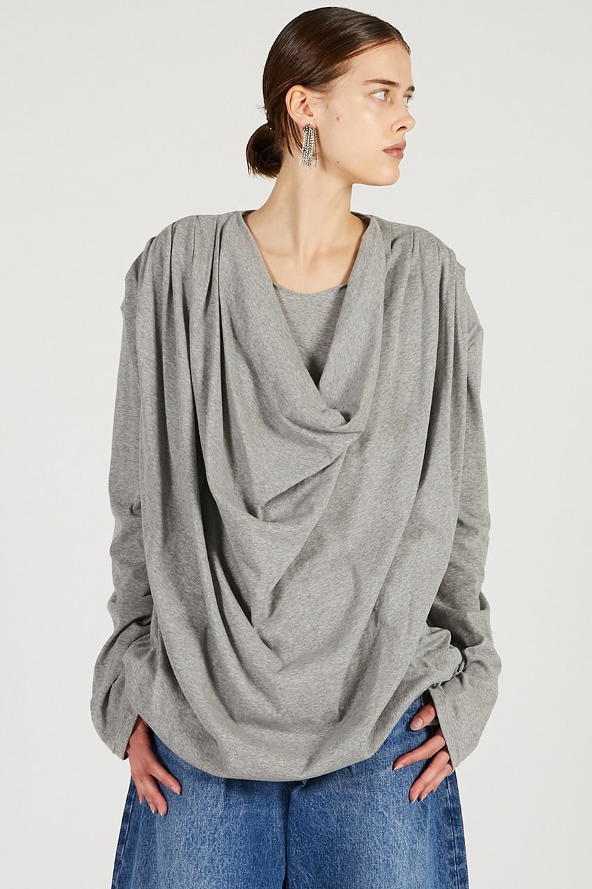 【プランク プロジェクト/PRANK PROJECT】のドレープオーバートップ インテリア・キッズ・メンズ・レディースファッション・服の通販 founy(ファニー) ファッション Fashion レディースファッション Fashion for Women トップス・カットソー Cut & Sew Tops シャツ・ブラウス・オフィスカジュアル Elegant Blouses & Button-Ups ロングTシャツ・Tシャツ Longline T-Shirts & Tees カットソー・ベーシックTシャツ Cut-and-Sewn Tops / Stretch Tees & Basics 2026年 2026 カッティング Cutting Detail シアー Sheer, See-Through ショルダー Shoulder, Shoulder Strap スラックス Slacks, Dress Pants スリーブ Sleeve, Long Sleeve / Short Sleeve デニム Denim, Jeans Material ドレープ Drape, Draping Fabric ボトム Bottoms, Lower Wear ロング Long, Long-Length 夏 Summer 春 Spring S/S・春夏 SS, Spring/Summer, Warm Season GRY(グレー)|ID: prp329100004802786 ipo3291000000034845708