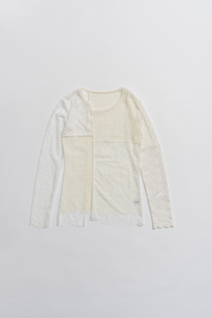 【プランク プロジェクト/PRANK PROJECT】のコラージュレーストップ インテリア・キッズ・メンズ・レディースファッション・服の通販 founy(ファニー) 　ファッション　Fashion　レディースファッション　Fashion for Women　トップス・カットソー　Cut & Sew Tops　シャツ・ブラウス・オフィスカジュアル　Elegant Blouses & Button-Ups　ロングTシャツ・Tシャツ　Longline T-Shirts & Tees　カットソー・ベーシックTシャツ　Cut-and-Sewn Tops / Stretch Tees & Basics　2026年　2026　アシンメトリー　Asymmetrical Style　インナー　Innerwear　スカラップ　Scallop, Scalloped Edge　ストレッチ　Stretch, Stretchy Fabric　スリーブ　Sleeve, Long Sleeve / Short Sleeve　ミックス　Mix, Mixed Style　レース　Lace, Lace Fabric　ロング　Long, Long-Length　夏　Summer　春　Spring　S/S・春夏　SS, Spring/Summer, Warm Season　WHT(ホワイト)|ID: prp329100004802788 ipo3291000000034845728