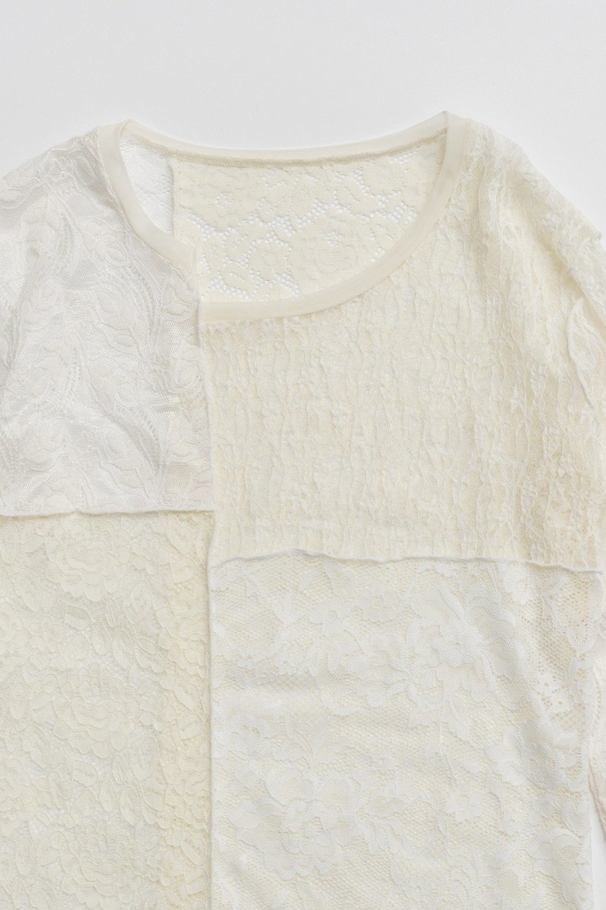 【プランク プロジェクト/PRANK PROJECT】のコラージュレーストップ 人気、トレンドファッション・服の通販 founy(ファニー) 　ファッション　Fashion　レディースファッション　Fashion for Women　トップス・カットソー　Cut & Sew Tops　シャツ・ブラウス・オフィスカジュアル　Elegant Blouses & Button-Ups　ロングTシャツ・Tシャツ　Longline T-Shirts & Tees　カットソー・ベーシックTシャツ　Cut-and-Sewn Tops / Stretch Tees & Basics　2026年　2026　アシンメトリー　Asymmetrical Style　インナー　Innerwear　スカラップ　Scallop, Scalloped Edge　ストレッチ　Stretch, Stretchy Fabric　スリーブ　Sleeve, Long Sleeve / Short Sleeve　ミックス　Mix, Mixed Style　レース　Lace, Lace Fabric　ロング　Long, Long-Length　夏　Summer　春　Spring　S/S・春夏　SS, Spring/Summer, Warm Season　other-2|ID: prp329100004802788 ipo3291000000034845729