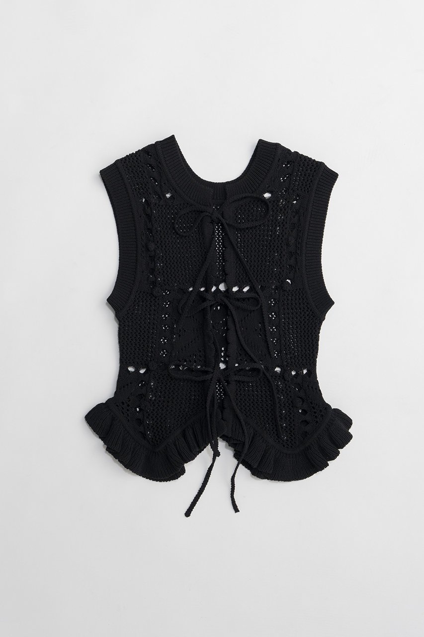 【プランク プロジェクト/PRANK PROJECT】のモチーフパターン2WAYニットベスト インテリア・キッズ・メンズ・レディースファッション・服の通販 founy(ファニー) ファッション Fashion レディースファッション Fashion for Women トップス・カットソー Cut & Sew Tops ニット Knit Tops & Sweaters ベスト&ジレ / 重ね着スタイル Vests & Gilets カジュアルプルオーバー・ニットトップス Pullovers & Knit Tops / Casual Pullovers 2026年 2026 インナー Innerwear カットソー Cut and Sewn Top コンパクト Compact, Small Size ジャケット Jacket, Outerwear パターン Pattern, Design Print フロント Front, Front Design ベスト Vest, Waistcoat モチーフ Motif, Design Theme リボン Ribbon, Bow ロング Long, Long-Length 夏 Summer 春 Spring S/S・春夏 SS, Spring/Summer, Warm Season BLK(ブラック)|ID: prp329100004802789 ipo3291000000034845737