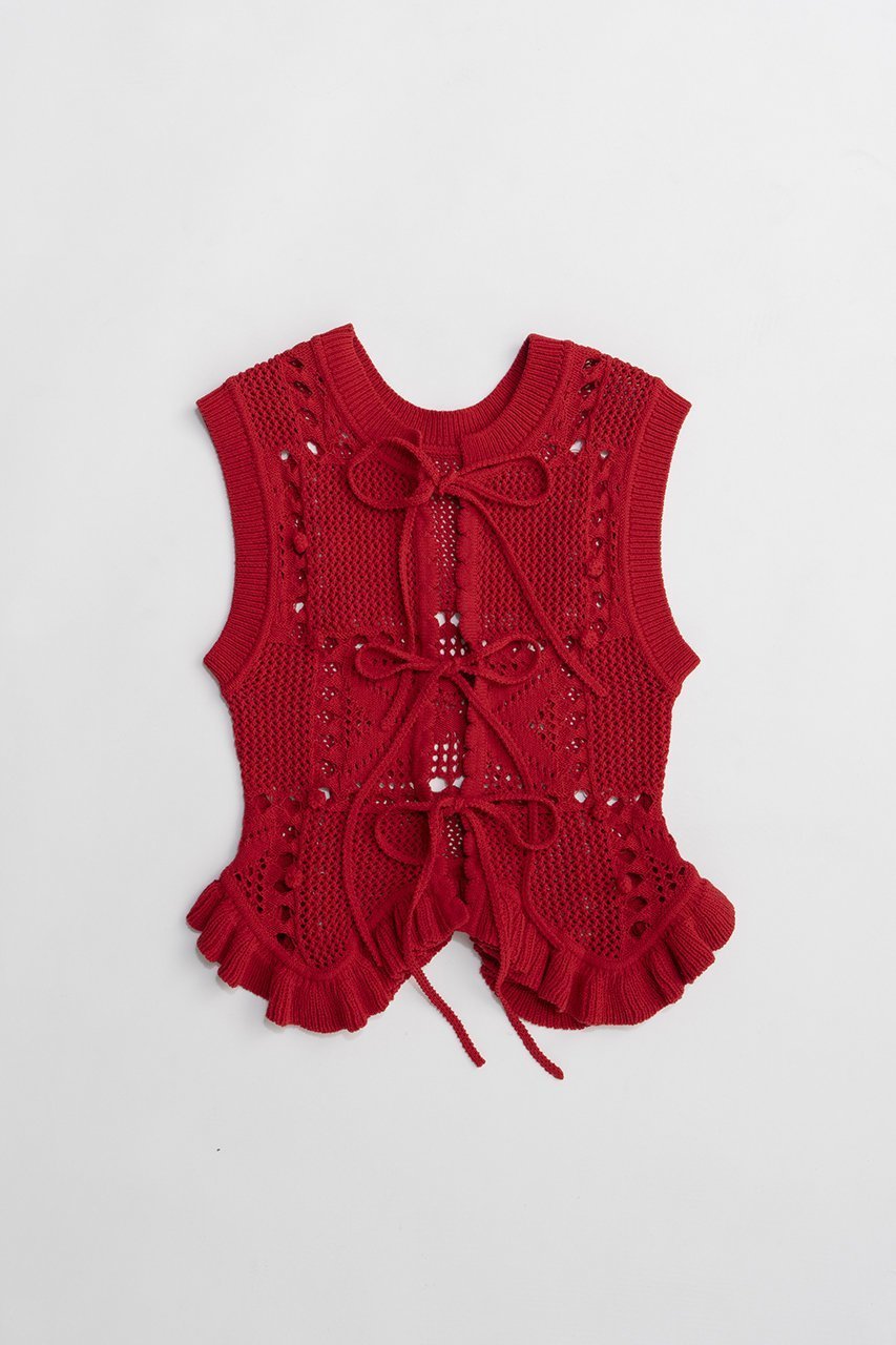 【プランク プロジェクト/PRANK PROJECT】のモチーフパターン2WAYニットベスト インテリア・キッズ・メンズ・レディースファッション・服の通販 founy(ファニー) ファッション Fashion レディースファッション Fashion for Women トップス・カットソー Cut & Sew Tops ニット Knit Tops & Sweaters ベスト&ジレ / 重ね着スタイル Vests & Gilets カジュアルプルオーバー・ニットトップス Pullovers & Knit Tops / Casual Pullovers 2026年 2026 インナー Innerwear カットソー Cut and Sewn Top コンパクト Compact, Small Size ジャケット Jacket, Outerwear パターン Pattern, Design Print フロント Front, Front Design ベスト Vest, Waistcoat モチーフ Motif, Design Theme リボン Ribbon, Bow ロング Long, Long-Length 夏 Summer 春 Spring S/S・春夏 SS, Spring/Summer, Warm Season RED(レッド)|ID: prp329100004802789 ipo3291000000034845739