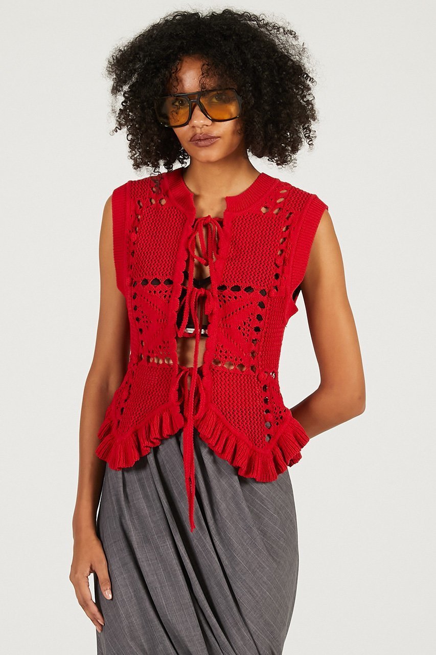 【プランク プロジェクト/PRANK PROJECT】のモチーフパターン2WAYニットベスト 人気、トレンドファッション・服の通販 founy(ファニー) ファッション Fashion レディースファッション Fashion for Women トップス・カットソー Cut & Sew Tops ニット Knit Tops & Sweaters ベスト&ジレ / 重ね着スタイル Vests & Gilets カジュアルプルオーバー・ニットトップス Pullovers & Knit Tops / Casual Pullovers 2026年 2026 インナー Innerwear カットソー Cut and Sewn Top コンパクト Compact, Small Size ジャケット Jacket, Outerwear パターン Pattern, Design Print フロント Front, Front Design ベスト Vest, Waistcoat モチーフ Motif, Design Theme リボン Ribbon, Bow ロング Long, Long-Length 夏 Summer 春 Spring S/S・春夏 SS, Spring/Summer, Warm Season other-6|ID: prp329100004802789 ipo3291000000034845744