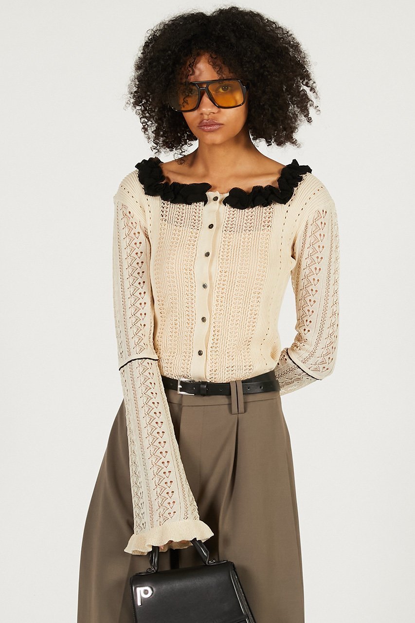 【プランク プロジェクト/PRANK PROJECT】のクロシェライク2WAYカーディガン 人気、トレンドファッション・服の通販 founy(ファニー) 　ファッション　Fashion　レディースファッション　Fashion for Women　トップス・カットソー　Cut & Sew Tops　ニット　Knit Tops & Sweaters　カーディガン・羽織り　Layered Style Cardigans　2026年　2026　カーディガン　Cardigan, Knitwear　デコルテ　Décolleté, Neckline　フリル　Frill, Ruffle　夏　Summer　春　Spring　S/S・春夏　SS, Spring/Summer, Warm Season　other-6|ID: prp329100004802790 ipo3291000000035629695