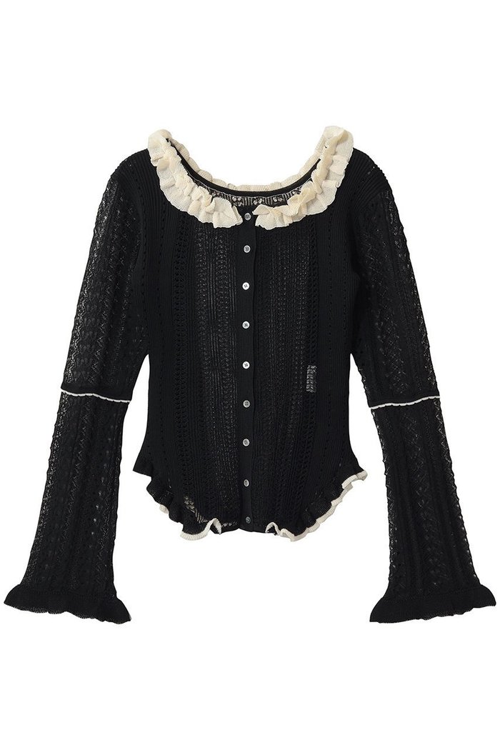 【プランク プロジェクト/PRANK PROJECT】のクロシェライク2WAYカーディガン インテリア・キッズ・メンズ・レディースファッション・服の通販 founy(ファニー) https://founy.com/ ファッション Fashion レディースファッション Fashion for Women トップス・カットソー Cut & Sew Tops ニット Knit Tops & Sweaters カーディガン・羽織り Layered Style Cardigans カーディガン Cardigan, Knitwear デコルテ Décolleté, Neckline フリル Frill, Ruffle |ID: prp329100004802790 ipo3291000000036950048