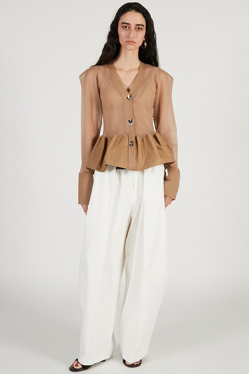 【プランク プロジェクト/PRANK PROJECT】のシアーコンビペプラムカーデ 人気、トレンドファッション・服の通販 founy(ファニー) ファッション Fashion レディースファッション Fashion for Women トップス・カットソー Cut & Sew Tops ニット Knit Tops & Sweaters カーディガン・羽織り Layered Style Cardigans 2026年 2026 カーディガン Cardigan, Knitwear コンパクト Compact, Small Size シアー Sheer, See-Through デニム Denim, Jeans Material ドッキング Docking, Mixed Material バランス Balance, Style Balance フィット Fit, Slim Fit フォルム Silhouette, Form ペプラム Peplum, Flared Hem ボトム Bottoms, Lower Wear リブニット Rib Knit, Ribbed Knit 夏 Summer 春 Spring S/S・春夏 SS, Spring/Summer, Warm Season other-4|ID: prp329100004802791 ipo3291000000034845763