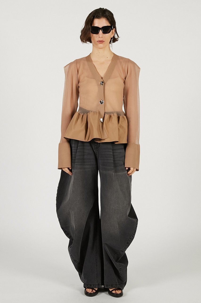 【プランク プロジェクト/PRANK PROJECT】のシアーコンビペプラムカーデ 人気、トレンドファッション・服の通販 founy(ファニー) ファッション Fashion レディースファッション Fashion for Women トップス・カットソー Cut & Sew Tops ニット Knit Tops & Sweaters カーディガン・羽織り Layered Style Cardigans 2026年 2026 カーディガン Cardigan, Knitwear コンパクト Compact, Small Size シアー Sheer, See-Through デニム Denim, Jeans Material ドッキング Docking, Mixed Material バランス Balance, Style Balance フィット Fit, Slim Fit フォルム Silhouette, Form ペプラム Peplum, Flared Hem ボトム Bottoms, Lower Wear リブニット Rib Knit, Ribbed Knit 夏 Summer 春 Spring S/S・春夏 SS, Spring/Summer, Warm Season other-3|ID: prp329100004802791 ipo3291000000035495076