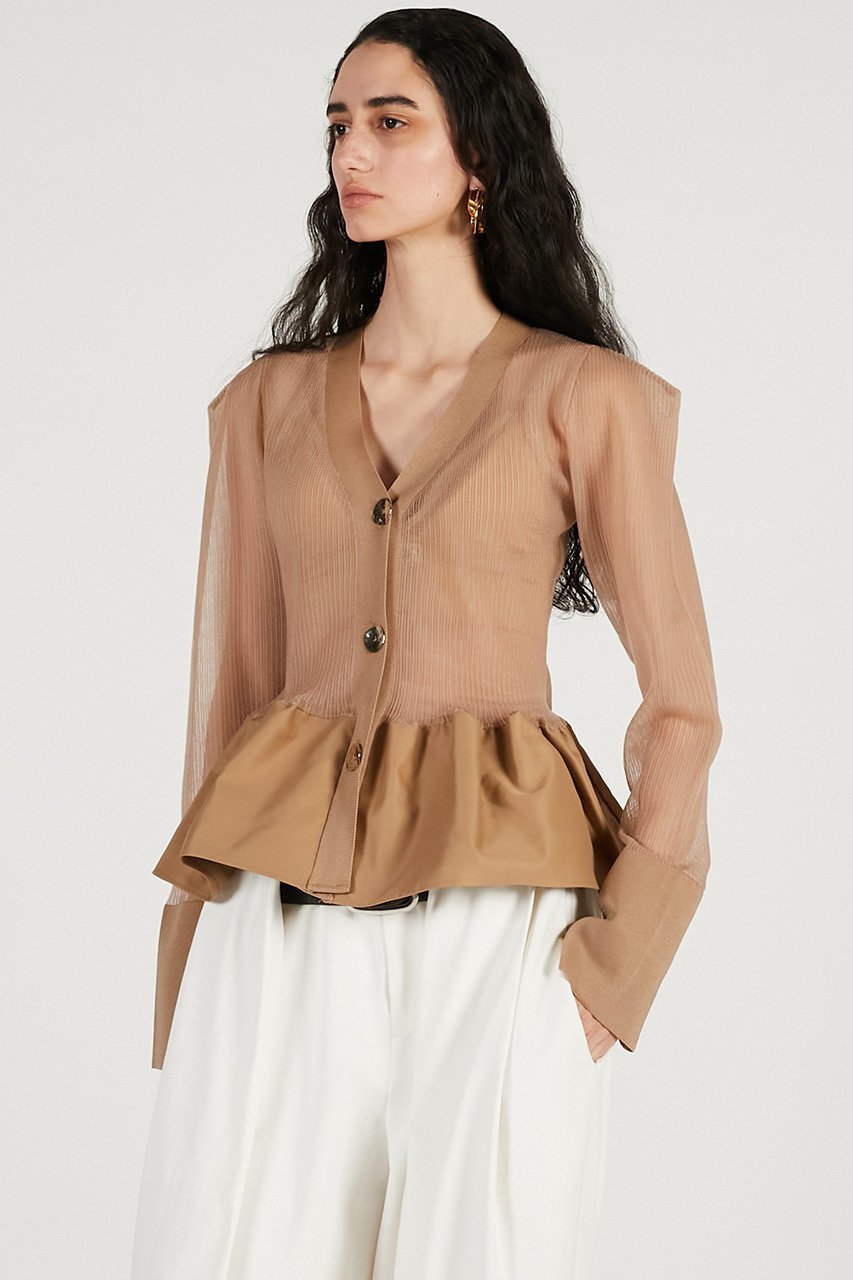 【プランク プロジェクト/PRANK PROJECT】のシアーコンビペプラムカーデ 人気、トレンドファッション・服の通販 founy(ファニー) ファッション Fashion レディースファッション Fashion for Women トップス・カットソー Cut & Sew Tops ニット Knit Tops & Sweaters カーディガン・羽織り Layered Style Cardigans 2026年 2026 カーディガン Cardigan, Knitwear コンパクト Compact, Small Size シアー Sheer, See-Through デニム Denim, Jeans Material ドッキング Docking, Mixed Material バランス Balance, Style Balance フィット Fit, Slim Fit フォルム Silhouette, Form ペプラム Peplum, Flared Hem ボトム Bottoms, Lower Wear リブニット Rib Knit, Ribbed Knit 夏 Summer 春 Spring S/S・春夏 SS, Spring/Summer, Warm Season other-5|ID: prp329100004802791 ipo3291000000035495078