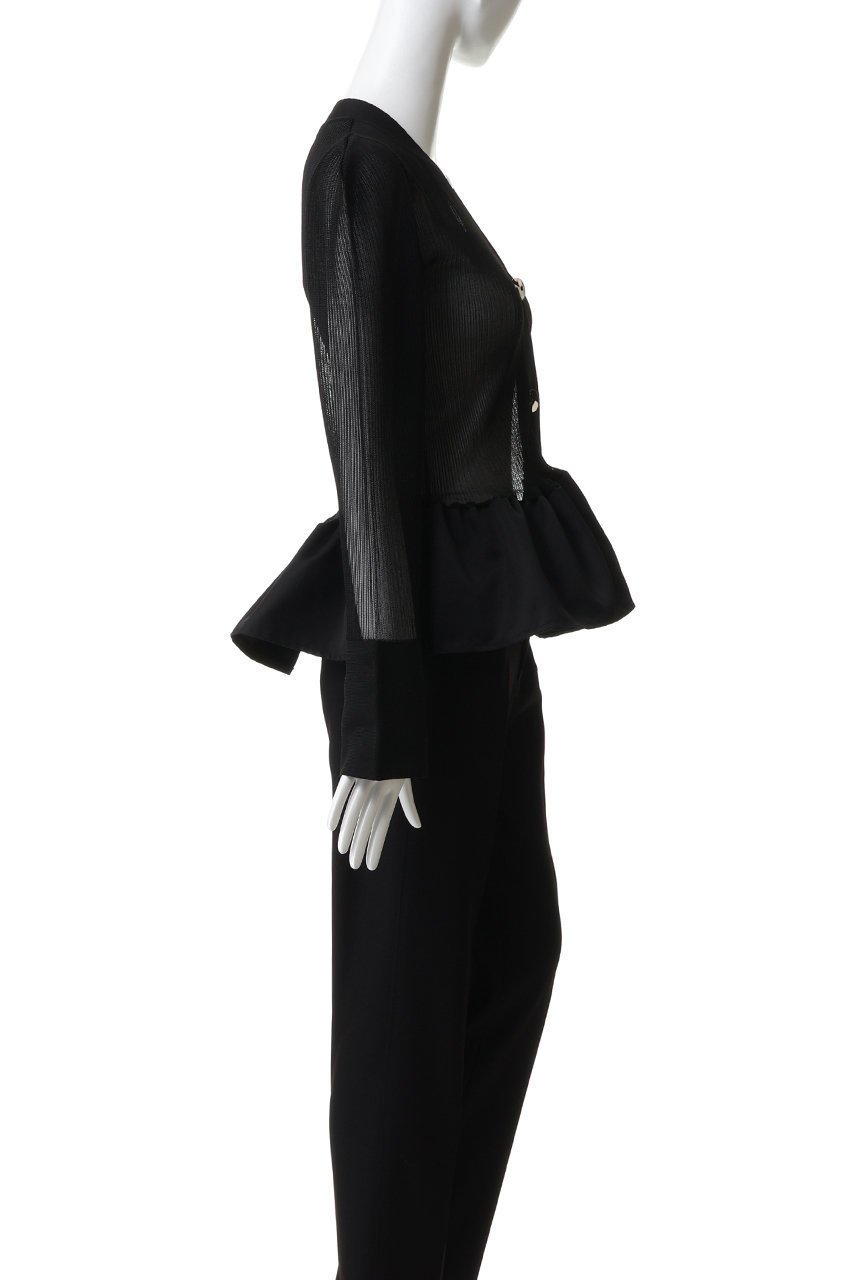 【プランク プロジェクト/PRANK PROJECT】のシアーコンビペプラムカーデ 人気、トレンドファッション・服の通販 founy(ファニー) 　ファッション　Fashion　レディースファッション　Fashion for Women　トップス・カットソー　Cut & Sew Tops　ニット　Knit Tops & Sweaters　カーディガン・羽織り　Layered Style Cardigans　カーディガン　Cardigan, Knitwear　コンパクト　Compact, Small Size　シアー　Sheer, See-Through　デニム　Denim, Jeans Material　ドッキング　Docking, Mixed Material　バランス　Balance, Style Balance　フィット　Fit, Slim Fit　フォルム　Silhouette, Form　ペプラム　Peplum, Flared Hem　ボトム　Bottoms, Lower Wear　リブニット　Rib Knit, Ribbed Knit　再入荷　Restock / Back in Stock　other-6|ID: prp329100004802791 ipo3291000000035985001