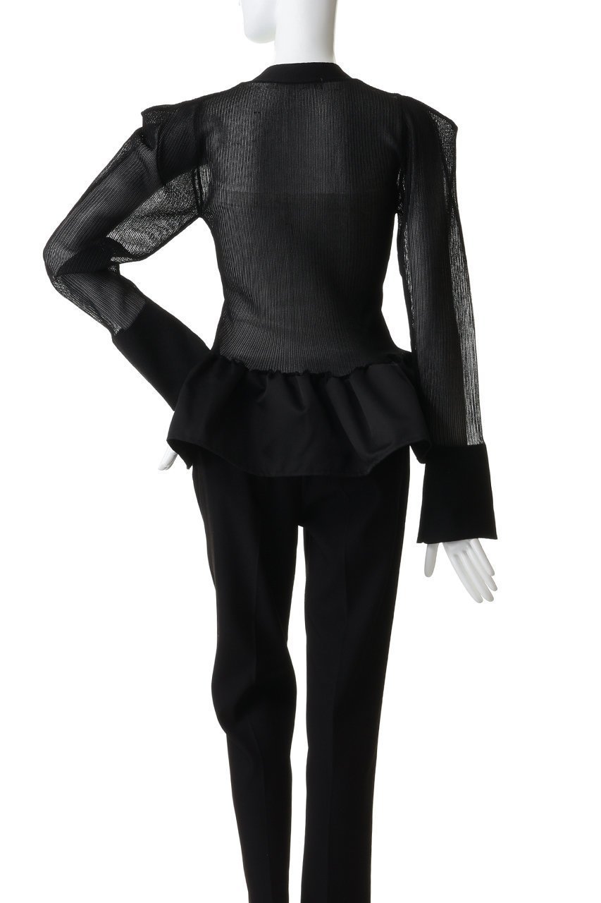 【プランク プロジェクト/PRANK PROJECT】のシアーコンビペプラムカーデ 人気、トレンドファッション・服の通販 founy(ファニー) 　ファッション　Fashion　レディースファッション　Fashion for Women　トップス・カットソー　Cut & Sew Tops　ニット　Knit Tops & Sweaters　カーディガン・羽織り　Layered Style Cardigans　カーディガン　Cardigan, Knitwear　コンパクト　Compact, Small Size　シアー　Sheer, See-Through　デニム　Denim, Jeans Material　ドッキング　Docking, Mixed Material　バランス　Balance, Style Balance　フィット　Fit, Slim Fit　フォルム　Silhouette, Form　ペプラム　Peplum, Flared Hem　ボトム　Bottoms, Lower Wear　リブニット　Rib Knit, Ribbed Knit　再入荷　Restock / Back in Stock　other-7|ID: prp329100004802791 ipo3291000000035985002