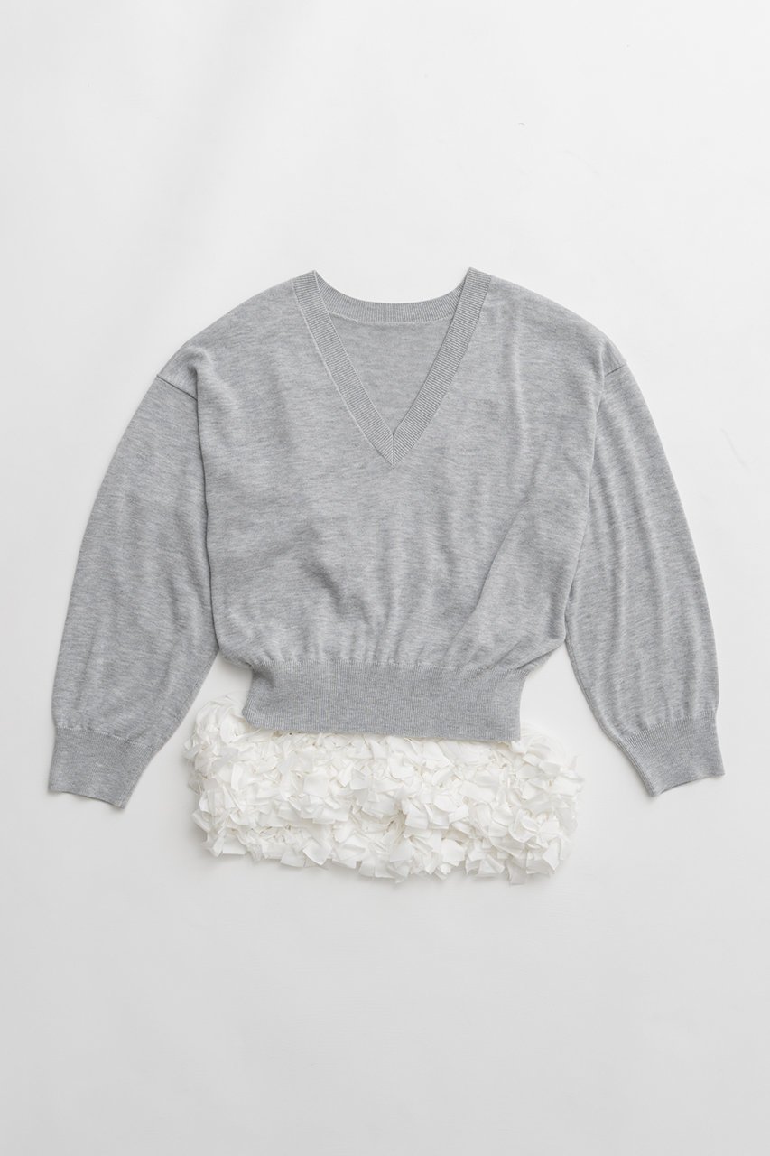 【プランク プロジェクト/PRANK PROJECT】のテープリボンキャミレイヤードニット インテリア・キッズ・メンズ・レディースファッション・服の通販 founy(ファニー) ファッション Fashion レディースファッション Fashion for Women トップス・カットソー Cut & Sew Tops ニット Knit Tops & Sweaters キャミソール&ノースリーブ Camisoles & Sleeveless Tops カジュアルプルオーバー・ニットトップス Pullovers & Knit Tops / Casual Pullovers 2026年 2026 インナー Innerwear キャミ Camisole, Cami Top キャミソール Camisole, Spaghetti Strap Top シルク Silk, 100% Silk スウェット / スエット Sweatshirt, Sweatwear タフタ Taffeta, Structured Fabric デニム Denim, Jeans Material ミドル Middle Length, Mid Height リボン Ribbon, Bow ルーズ Loose, Oversized 夏 Summer 春 Spring S/S・春夏 SS, Spring/Summer, Warm Season L.GRY(ライトグレー)|ID: prp329100004802792 ipo3291000000034845770