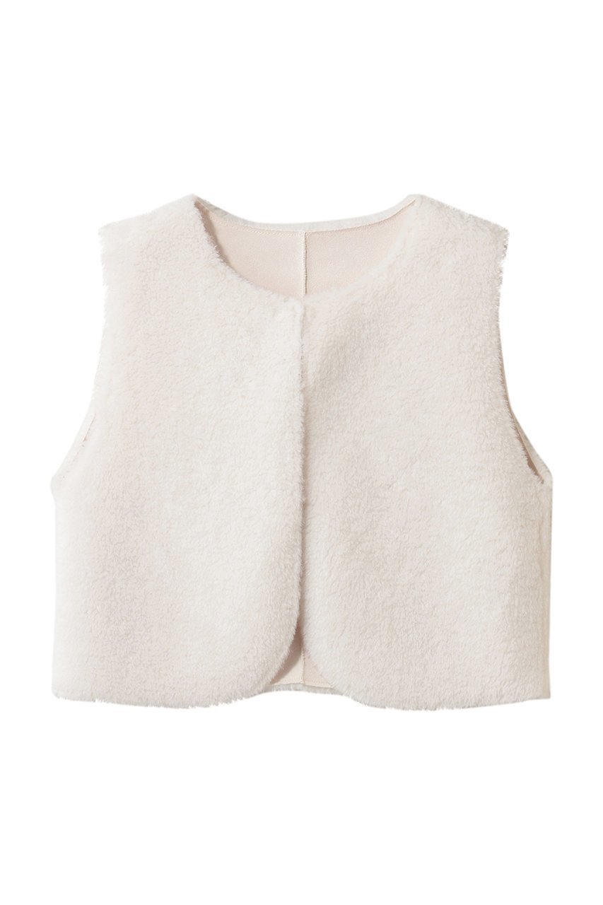 【リナージオ/LIGNAGGIO】のラムボアフェイク 1枚仕立ノーカラーショートジレ インテリア・キッズ・メンズ・レディースファッション・服の通販 founy(ファニー) 　ファッション　Fashion　レディースファッション　Fashion for Women　アウター　Coat / Outerwear Collection　レディースジャケット・軽アウター　Jackets　インナー　Innerwear　ショート　Short, Short Length　ジャケット　Jacket, Outerwear　バランス　Balance, Style Balance　フェイク　Faux, Fake　ベスト　Vest, Waistcoat　リュクス　Luxury, Elegant, High-End, Chic　エレガント 上品　Elegant　再入荷　Restock / Back in Stock　オフホワイト|ID: prp329100004802795 ipo3291000000034970909