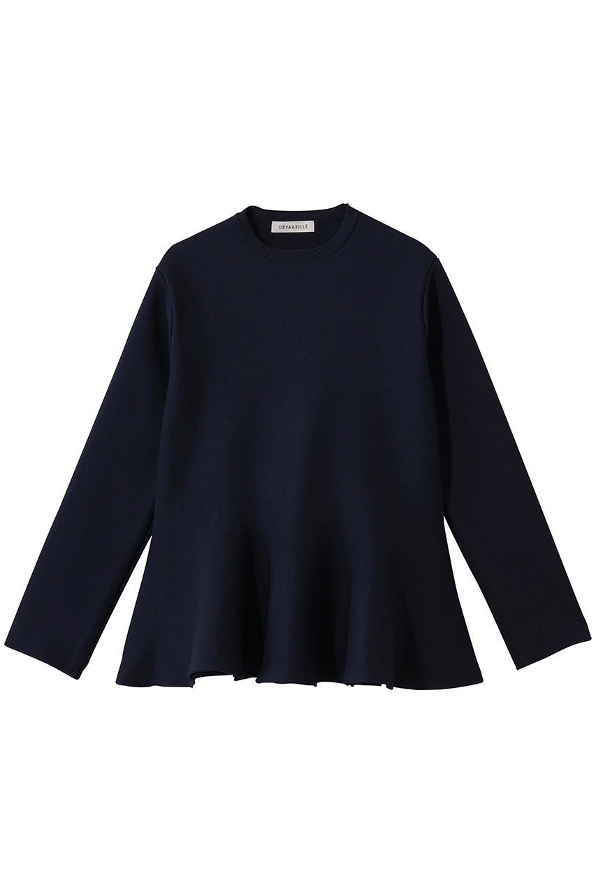 【デパリエ/DEPAREILLE】のポリジャージーフレアトップス インテリア・キッズ・メンズ・レディースファッション・服の通販 founy(ファニー) 　ファッション　Fashion　レディースファッション　Fashion for Women　トップス・カットソー　Cut & Sew Tops　シャツ・ブラウス・オフィスカジュアル　Elegant Blouses & Button-Ups　ロングTシャツ・Tシャツ　Longline T-Shirts & Tees　カットソー・ベーシックTシャツ　Cut-and-Sewn Tops / Stretch Tees & Basics　2026年　2026　シンプル　Simple, Minimal　スリーブ　Sleeve, Long Sleeve / Short Sleeve　フレア　Flare, Flared　ロング　Long, Long-Length　夏　Summer　春　Spring　S/S・春夏　SS, Spring/Summer, Warm Season　ネイビー|ID: prp329100004806093 ipo3291000000035390403