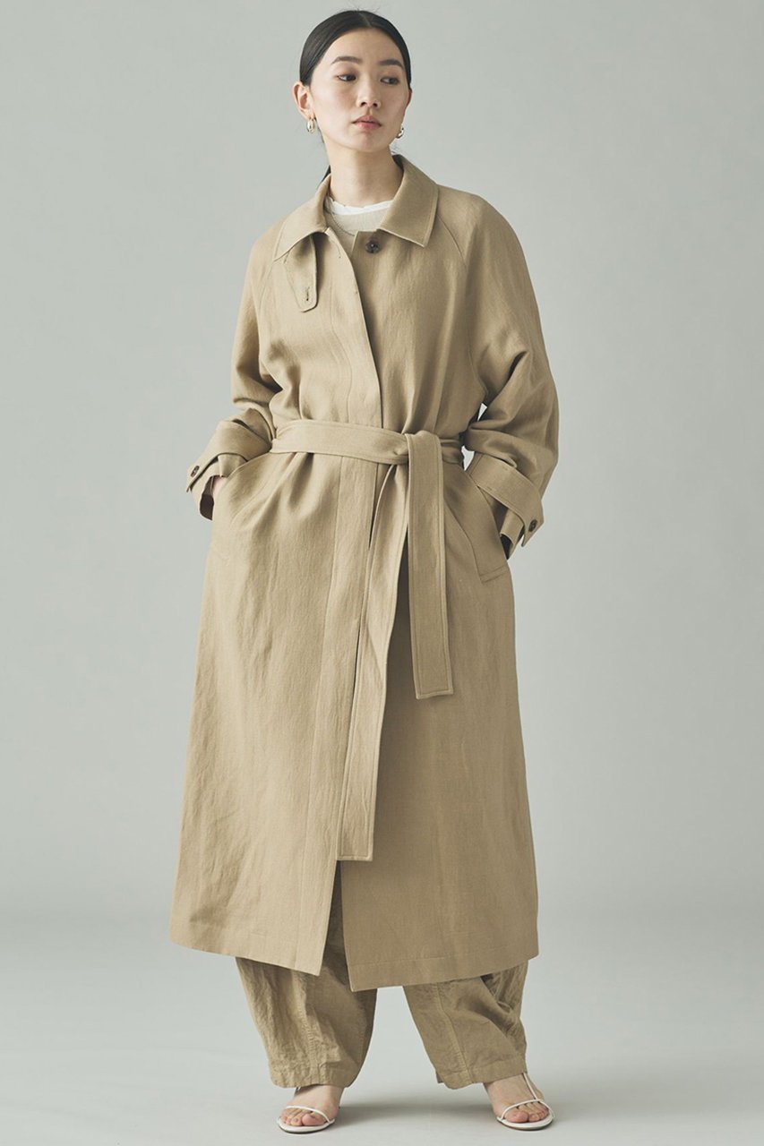 【カレンソロジー/Curensology】のリネンウールステンカラーコート 人気、トレンドファッション・服の通販 founy(ファニー) 　ファッション　Fashion　レディースファッション　Fashion for Women　アウター　Coat / Outerwear Collection　コート・ロングコート・ピーコート　Long Coats, Peacoats & More　2026年　2026　おすすめ　Recommended / Our Picks　オックス　Oxford Fabric　スタンド　Stand Collar, Upright Stand　タンブラー　Tumbler, Travel Mug　ブラウジング　Blouson Silhouette, Cinched Waist　ロング　Long, Long-Length　エレガント 上品　Elegant　夏　Summer　春　Spring　S/S・春夏　SS, Spring/Summer, Warm Season　防寒　Cold Protection, Winter-Ready　other-2|ID: prp329100004807444 ipo3291000000034885570