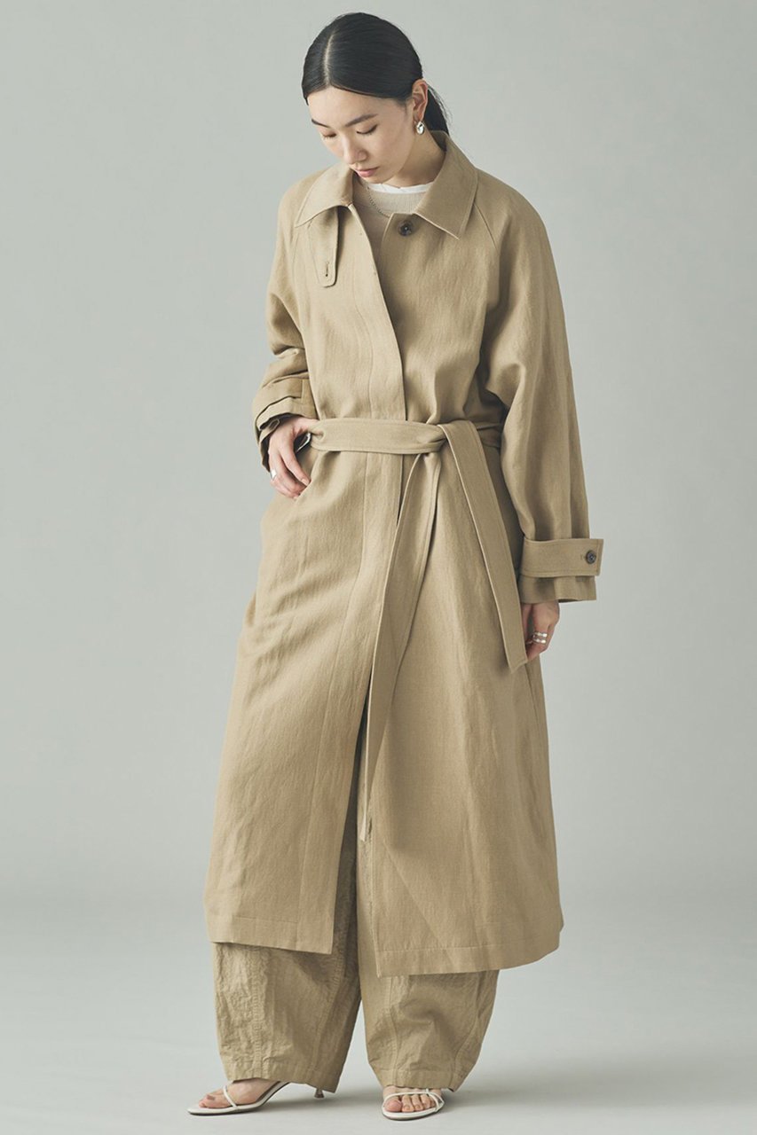 【カレンソロジー/Curensology】のリネンウールステンカラーコート 人気、トレンドファッション・服の通販 founy(ファニー) 　ファッション　Fashion　レディースファッション　Fashion for Women　アウター　Coat / Outerwear Collection　コート・ロングコート・ピーコート　Long Coats, Peacoats & More　2026年　2026　おすすめ　Recommended / Our Picks　オックス　Oxford Fabric　スタンド　Stand Collar, Upright Stand　タンブラー　Tumbler, Travel Mug　ブラウジング　Blouson Silhouette, Cinched Waist　ロング　Long, Long-Length　エレガント 上品　Elegant　夏　Summer　春　Spring　S/S・春夏　SS, Spring/Summer, Warm Season　防寒　Cold Protection, Winter-Ready　other-3|ID: prp329100004807444 ipo3291000000034885571