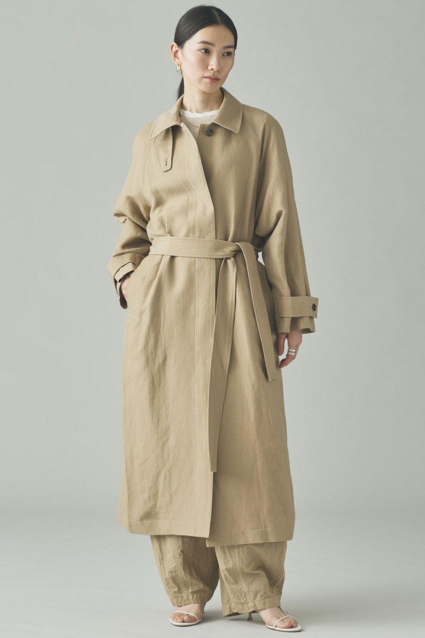 【カレンソロジー/Curensology】のリネンウールステンカラーコート インテリア・キッズ・メンズ・レディースファッション・服の通販 founy(ファウニー) 　ファッション　Fashion　レディースファッション　Fashion for Women　アウター　Coat / Outerwear Collection　コート・ロングコート・ピーコート　Long Coats, Peacoats & More　おすすめ　Recommended / Our Picks　オックス　Oxford Fabric　スタンド　Stand Collar, Upright Stand　タンブラー　Tumbler, Travel Mug　ブラウジング　Blouson Silhouette, Cinched Waist　ロング　Long, Long-Length　エレガント 上品　Elegant　防寒　Cold Protection, Winter-Ready　ベージュ|ID: prp329100004807444 ipo3291000000036692887