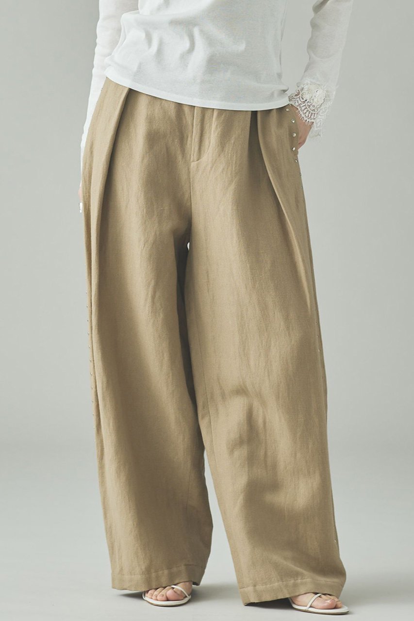 【カレンソロジー/Curensology】のリネンウールスタッズパンツ 人気、トレンドファッション・服の通販 founy(ファニー) 　ファッション　Fashion　レディースファッション　Fashion for Women　パンツ　Pants & Trousers　2026年　2026　オックス　Oxford Fabric　スタッズ　Studs, Metal Accents　バランス　Balance, Style Balance　メタル　Metal, Metal Parts　リネン　Linen, Linen Fabric　ロング　Long, Long-Length　冬　Winter / This Winter　夏　Summer　春　Spring　S/S・春夏　SS, Spring/Summer, Warm Season　other-2|ID: prp329100004807446 ipo3291000000034885587
