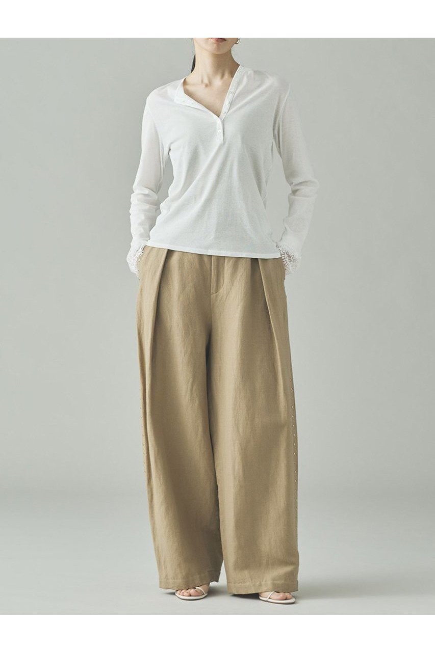 【カレンソロジー/Curensology】のリネンウールスタッズパンツ 人気、トレンドファッション・服の通販 founy(ファニー) 　ファッション　Fashion　レディースファッション　Fashion for Women　パンツ　Pants & Trousers　2026年　2026　オックス　Oxford Fabric　スタッズ　Studs, Metal Accents　バランス　Balance, Style Balance　メタル　Metal, Metal Parts　リネン　Linen, Linen Fabric　ロング　Long, Long-Length　冬　Winter / This Winter　夏　Summer　春　Spring　S/S・春夏　SS, Spring/Summer, Warm Season　other-4|ID: prp329100004807446 ipo3291000000034885591