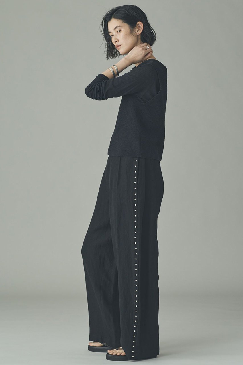 【カレンソロジー/Curensology】のリネンウールスタッズパンツ 人気、トレンドファッション・服の通販 founy(ファニー) 　ファッション　Fashion　レディースファッション　Fashion for Women　パンツ　Pants & Trousers　2026年　2026　オックス　Oxford Fabric　スタッズ　Studs, Metal Accents　バランス　Balance, Style Balance　メタル　Metal, Metal Parts　リネン　Linen, Linen Fabric　ロング　Long, Long-Length　再入荷　Restock / Back in Stock　冬　Winter / This Winter　夏　Summer　春　Spring　S/S・春夏　SS, Spring/Summer, Warm Season　other-8|ID: prp329100004807446 ipo3291000000035445145
