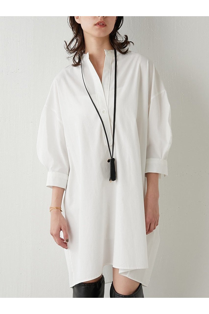 【ウィムガゼット/Whim Gazette】の刺繍チュニックシャツ インテリア・キッズ・メンズ・レディースファッション・服の通販 founy(ファニー) 　ファッション　Fashion　レディースファッション　Fashion for Women　トップス・カットソー　Cut & Sew Tops　シャツ・ブラウス・オフィスカジュアル　Elegant Blouses & Button-Ups　イエロー　Yellow　春　Spring　クラシカル　Classical, Vintage-Inspired　ショルダー　Shoulder, Shoulder Strap　スタンド　Stand Collar, Upright Stand　ストライプ　Stripe, Striped Pattern　スリーブ　Sleeve, Long Sleeve / Short Sleeve　チュニック　Tunic, Long Top　デニム　Denim, Jeans Material　ドロップ　Drop Shoulder, Dropped Style　なめらか　Smooth, Silky Texture　フロント　Front, Front Design　ペンシル　Pencil, Pencil Skirt　無地　Plain, Solid Color　レギンス　Leggings, Stretch Pants　ロング　Long, Long-Length　ワンポイント　One Point, Statement Accent　S/S・春夏　SS, Spring/Summer, Warm Season　夏　Summer　2026年　2026　オフホワイト|ID: prp329100004807458 ipo3291000000034885662