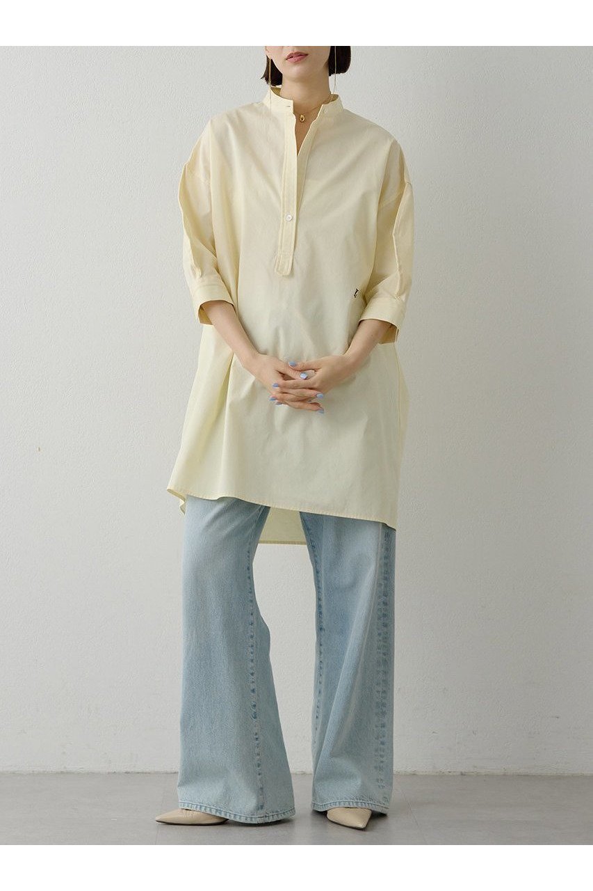 【ウィムガゼット/Whim Gazette】の刺繍チュニックシャツ 人気、トレンドファッション・服の通販 founy(ファニー) 　ファッション　Fashion　レディースファッション　Fashion for Women　トップス・カットソー　Cut & Sew Tops　シャツ・ブラウス・オフィスカジュアル　Elegant Blouses & Button-Ups　イエロー　Yellow　春　Spring　クラシカル　Classical, Vintage-Inspired　ショルダー　Shoulder, Shoulder Strap　スタンド　Stand Collar, Upright Stand　ストライプ　Stripe, Striped Pattern　スリーブ　Sleeve, Long Sleeve / Short Sleeve　チュニック　Tunic, Long Top　デニム　Denim, Jeans Material　ドロップ　Drop Shoulder, Dropped Style　なめらか　Smooth, Silky Texture　フロント　Front, Front Design　ペンシル　Pencil, Pencil Skirt　無地　Plain, Solid Color　レギンス　Leggings, Stretch Pants　ロング　Long, Long-Length　ワンポイント　One Point, Statement Accent　S/S・春夏　SS, Spring/Summer, Warm Season　夏　Summer　2026年　2026　other-4|ID: prp329100004807458 ipo3291000000034885670