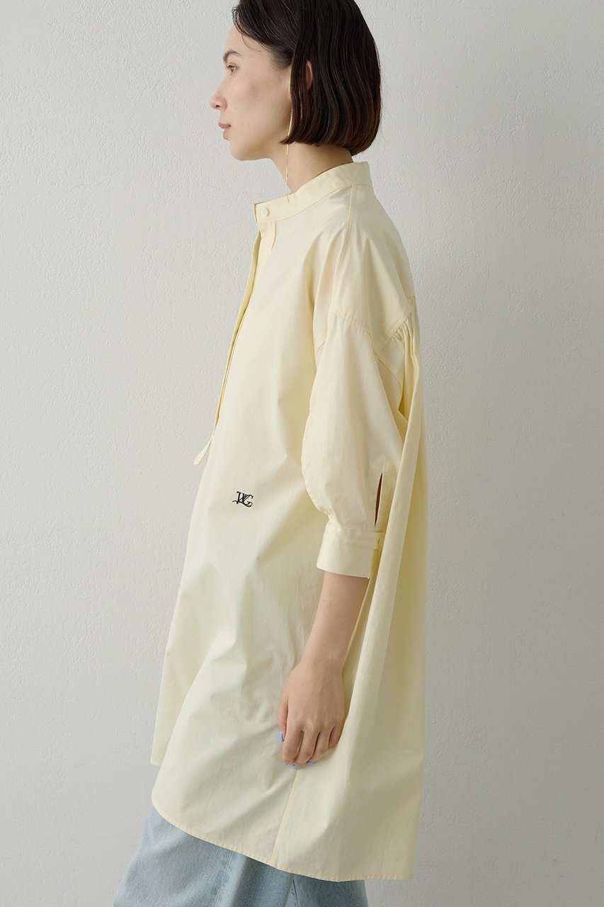 【ウィムガゼット/Whim Gazette】の刺繍チュニックシャツ 人気、トレンドファッション・服の通販 founy(ファニー) 　ファッション　Fashion　レディースファッション　Fashion for Women　トップス・カットソー　Cut & Sew Tops　シャツ・ブラウス・オフィスカジュアル　Elegant Blouses & Button-Ups　イエロー　Yellow　クラシカル　Classical, Vintage-Inspired　ショルダー　Shoulder, Shoulder Strap　スタンド　Stand Collar, Upright Stand　スリーブ　Sleeve, Long Sleeve / Short Sleeve　チュニック　Tunic, Long Top　デニム　Denim, Jeans Material　ドロップ　Drop Shoulder, Dropped Style　フロント　Front, Front Design　ペンシル　Pencil, Pencil Skirt　レギンス　Leggings, Stretch Pants　ロング　Long, Long-Length　ワンポイント　One Point, Statement Accent　other-2|ID: prp329100004807458 ipo3291000000036165728