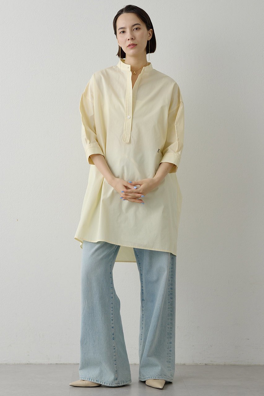 【ウィムガゼット/Whim Gazette】の刺繍チュニックシャツ 人気、トレンドファッション・服の通販 founy(ファニー) 　ファッション　Fashion　レディースファッション　Fashion for Women　トップス・カットソー　Cut & Sew Tops　シャツ・ブラウス・オフィスカジュアル　Elegant Blouses & Button-Ups　イエロー　Yellow　クラシカル　Classical, Vintage-Inspired　ショルダー　Shoulder, Shoulder Strap　スタンド　Stand Collar, Upright Stand　スリーブ　Sleeve, Long Sleeve / Short Sleeve　チュニック　Tunic, Long Top　デニム　Denim, Jeans Material　ドロップ　Drop Shoulder, Dropped Style　フロント　Front, Front Design　ペンシル　Pencil, Pencil Skirt　レギンス　Leggings, Stretch Pants　ロング　Long, Long-Length　ワンポイント　One Point, Statement Accent　other-4|ID: prp329100004807458 ipo3291000000036165730