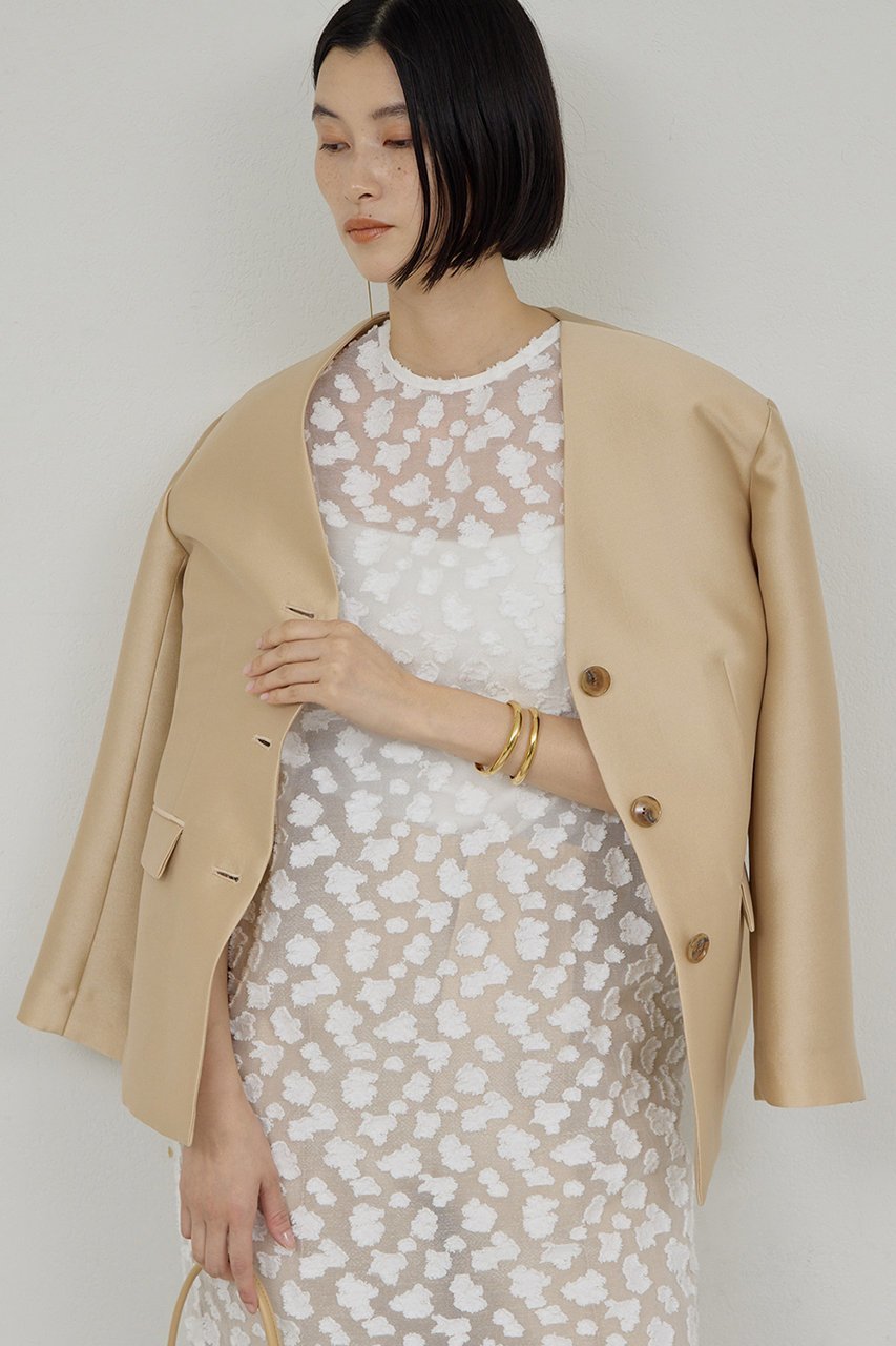 【ガリャルダガランテ/GALLARDAGALANTE】の【セットアップ対応】シルキーダブルクロスジャケット インテリア・キッズ・メンズ・レディースファッション・服の通販 founy(ファニー) 　ファッション　Fashion　レディースファッション　Fashion for Women　アウター　Coat / Outerwear Collection　レディースジャケット・軽アウター　Jackets　エレガント 上品　Elegant　シェイプ　Shape, Slim Fit　ジャケット　Jacket, Outerwear　スマート　Smart, Elegant　セットアップ　Set-Up, Coordinated Outfit　ベージュ|ID: prp329100004807463 ipo3291000000035862424