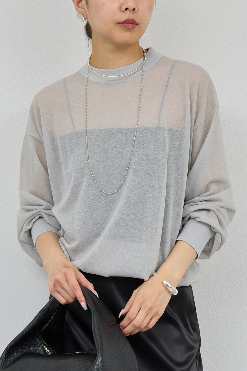 【ガリャルダガランテ/GALLARDAGALANTE】のコットンシアーニット インテリア・キッズ・メンズ・レディースファッション・服の通販 founy(ファニー) 　ファッション　Fashion　レディースファッション　Fashion for Women　トップス・カットソー　Cut & Sew Tops　ニット　Knit Tops & Sweaters　カジュアルプルオーバー・ニットトップス　Pullovers & Knit Tops / Casual Pullovers　2026年　2026　エレガント 上品　Elegant　シアー　Sheer, See-Through　トレンド　Trend, Trending Now　夏　Summer　春　Spring　S/S・春夏　SS, Spring/Summer, Warm Season　ライトグレー|ID: prp329100004807465 ipo3291000000034885705