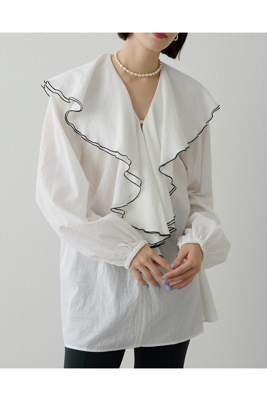 【ウィムガゼット/Whim Gazette】のローンフリルブラウス 人気、トレンドファッション・服の通販 founy(ファニー) ファッション Fashion レディースファッション Fashion for Women トップス・カットソー Cut & Sew Tops シャツ・ブラウス・オフィスカジュアル Elegant Blouses & Button-Ups 2026年 2026 インナー Innerwear スリーブ Sleeve, Long Sleeve / Short Sleeve デニム Denim, Jeans Material バランス Balance, Style Balance フェミニン Feminine, Girly フリル Frill, Ruffle ボトム Bottoms, Lower Wear ロング Long, Long-Length エレガント 上品 Elegant 夏 Summer 春 Spring S/S・春夏 SS, Spring/Summer, Warm Season other-1|ID: prp329100004807473 ipo3291000000034885766