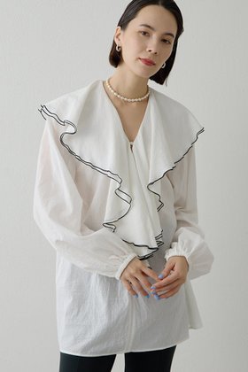 【ウィムガゼット/Whim Gazette】のローンフリルブラウス 人気、トレンドファッション・服の通販 founy(ファニー) ファッション Fashion レディースファッション Fashion for Women トップス・カットソー Cut & Sew Tops シャツ・ブラウス・オフィスカジュアル Elegant Blouses & Button-Ups 2026年 2026 インナー Innerwear スリーブ Sleeve, Long Sleeve / Short Sleeve デニム Denim, Jeans Material バランス Balance, Style Balance フェミニン Feminine, Girly フリル Frill, Ruffle ボトム Bottoms, Lower Wear ロング Long, Long-Length エレガント 上品 Elegant 夏 Summer 春 Spring S/S・春夏 SS, Spring/Summer, Warm Season |ID:prp329100004807473
