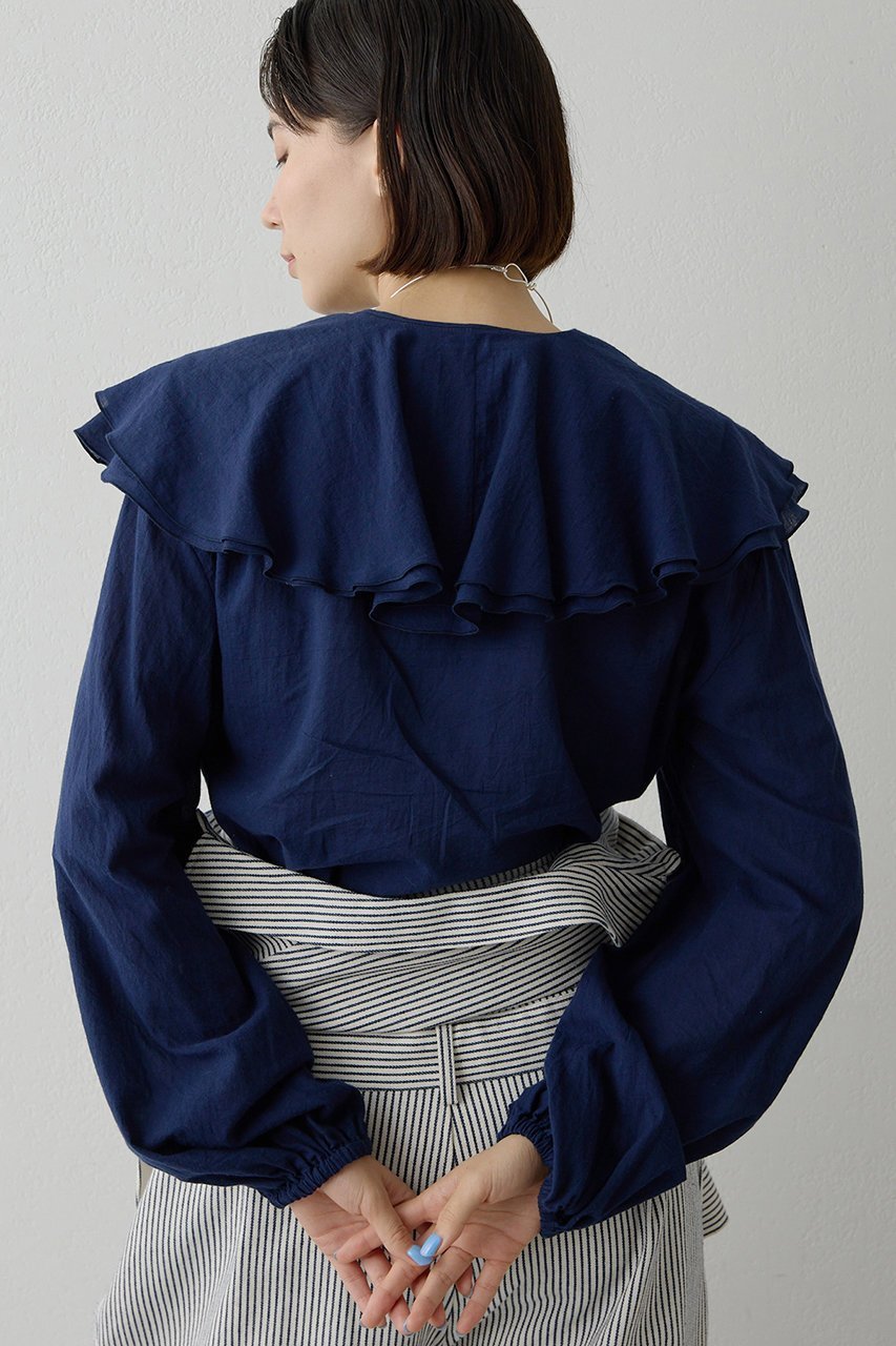 【ウィムガゼット/Whim Gazette】のローンフリルブラウス 人気、トレンドファッション・服の通販 founy(ファニー) 　ファッション　Fashion　レディースファッション　Fashion for Women　トップス・カットソー　Cut & Sew Tops　シャツ・ブラウス・オフィスカジュアル　Elegant Blouses & Button-Ups　インナー　Innerwear　スリーブ　Sleeve, Long Sleeve / Short Sleeve　デニム　Denim, Jeans Material　バランス　Balance, Style Balance　フェミニン　Feminine, Girly　フリル　Frill, Ruffle　ボトム　Bottoms, Lower Wear　ロング　Long, Long-Length　エレガント 上品　Elegant　夏　Summer　春　Spring　S/S・春夏　SS, Spring/Summer, Warm Season　other-3|ID: prp329100004807473 ipo3291000000035495334