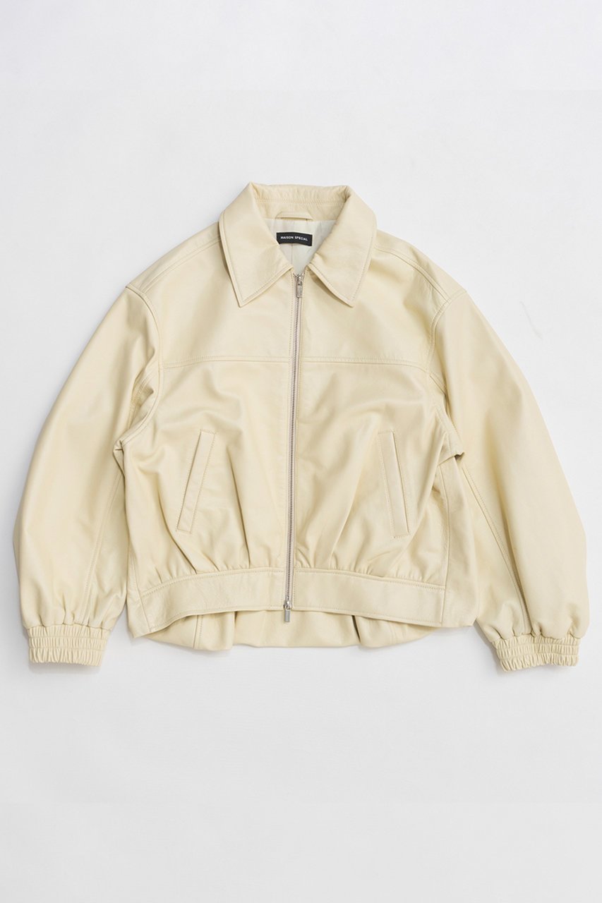【メゾンスペシャル/MAISON SPECIAL】のVoluminous Leather Blouson/ボリューミーレザーブルゾン インテリア・キッズ・メンズ・レディースファッション・服の通販 founy(ファニー) 　ファッション　Fashion　レディースファッション　Fashion for Women　アウター　Coat / Outerwear Collection　レディースジャケット・軽アウター　Jackets　ブルゾンジャケット・スポーティアウター　Blouson Jackets　2026年　2026　ジャケット　Jacket, Outerwear　スラックス　Slacks, Dress Pants　デニム　Denim, Jeans Material　フェミニン　Feminine, Girly　フォルム　Silhouette, Form　ブルゾン　Blouson, Bomber Jacket　今季　This Season, Current Season　夏　Summer　春　Spring　S/S・春夏　SS, Spring/Summer, Warm Season　CRM(クリーム)|ID: prp329100004807512 ipo3291000000035760213