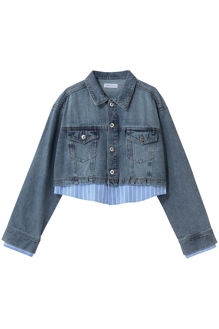 【メゾンスペシャル/MAISON SPECIAL】の2WAY Denim Short Jacket/2WAYデニムショートジャケット インテリア・キッズ・メンズ・レディースファッション・服の通販 founy(ファニー) 　ファッション　Fashion　レディースファッション　Fashion for Women　アウター　Coat / Outerwear Collection　レディースジャケット・軽アウター　Jackets　おすすめ　Recommended / Our Picks　コンパクト　Compact, Small Size　ショート　Short, Short Length　シンプル　Simple, Minimal　ジャケット　Jacket, Outerwear　デニム　Denim, Jeans Material　トレンド　Trend, Trending Now　フェミニン　Feminine, Girly　ミックス　Mix, Mixed Style　BLU(ブルー)|ID: prp329100004807515 ipo3291000000036891009
