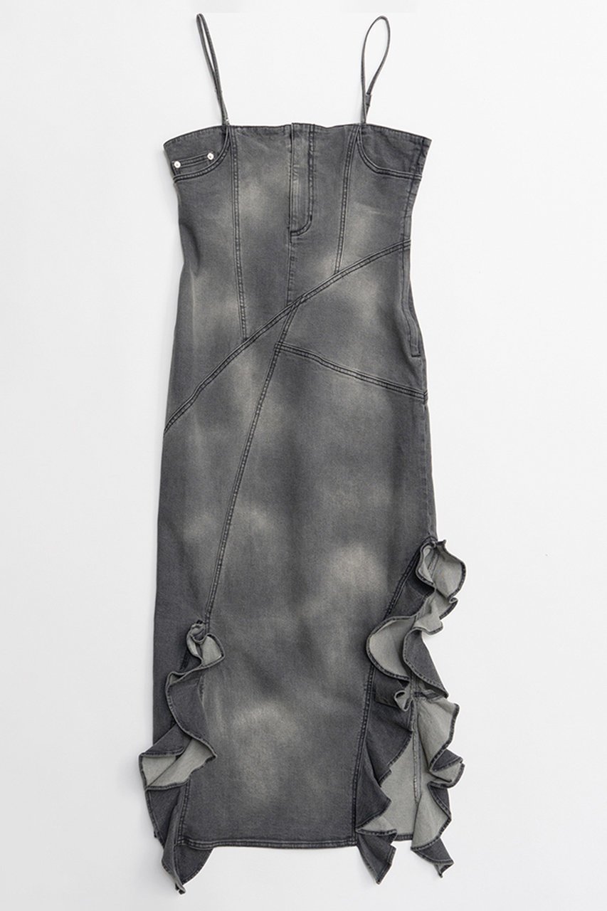 【メゾンスペシャル/MAISON SPECIAL】のFrill Denim Dress/フリルデニムワンピース インテリア・キッズ・メンズ・レディースファッション・服の通販 founy(ファニー) ファッション Fashion レディースファッション Fashion for Women ワンピース Dresses フォーマル・パーティードレス・結婚式用ドレス Elegant & Casual Dresses チュニック Tunic Tops & Dresses 春 Spring カットソー Cut and Sewn Top キャミワンピース Cami Dress, Slip Dress シンプル Simple, Minimal ストレッチ Stretch, Stretchy Fabric ストレート Straight, Straight Cut スリット Slit, Slit Detail チュニック Tunic, Long Top デニム Denim, Jeans Material フリル Frill, Ruffle ロング Long, Long-Length S/S・春夏 SS, Spring/Summer, Warm Season 夏 Summer 2026年 2026 BLK(ブラック)|ID: prp329100004807525 ipo3291000000034886485