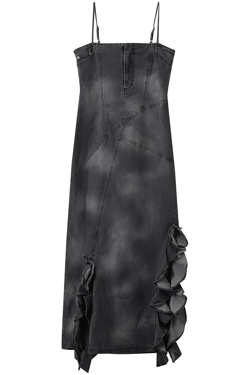 【メゾンスペシャル/MAISON SPECIAL】のFrill Denim Dress/フリルデニムワンピース インテリア・キッズ・メンズ・レディースファッション・服の通販 founy(ファニー) 　ファッション　Fashion　レディースファッション　Fashion for Women　ワンピース　Dresses　フォーマル・パーティードレス・結婚式用ドレス　Elegant & Casual Dresses　チュニック　Tunic Tops & Dresses　春　Spring　カットソー　Cut and Sewn Top　キャミワンピース　Cami Dress, Slip Dress　シンプル　Simple, Minimal　ストレッチ　Stretch, Stretchy Fabric　ストレート　Straight, Straight Cut　スリット　Slit, Slit Detail　チュニック　Tunic, Long Top　デニム　Denim, Jeans Material　フリル　Frill, Ruffle　ロング　Long, Long-Length　S/S・春夏　SS, Spring/Summer, Warm Season　夏　Summer　2026年　2026　BLK(ブラック)|ID: prp329100004807525 ipo3291000000036043247