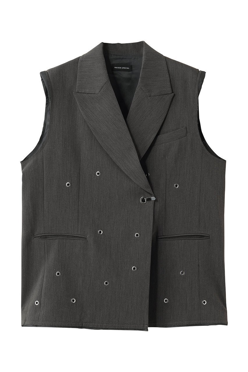 【メゾンスペシャル/MAISON SPECIAL】のEyelet Over Gilet/アイレットオーバージレ インテリア・キッズ・メンズ・レディースファッション・服の通販 founy(ファニー) 　ファッション　Fashion　レディースファッション　Fashion for Women　アウター　Coat / Outerwear Collection　レディースジャケット・軽アウター　Jackets　アイレット　Eyelet Lace　ジャケット　Jacket, Outerwear　フォルム　Silhouette, Form　ベスト　Vest, Waistcoat　GRY(グレー)|ID: prp329100004807530 ipo3291000000036692927