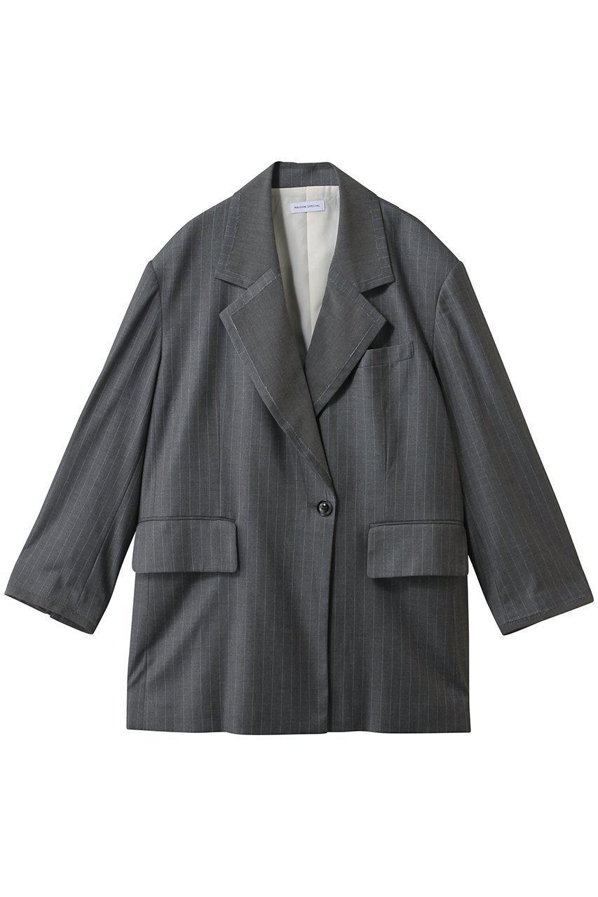 【メゾンスペシャル/MAISON SPECIAL】のOver Jacket/ラペルデザインオーバージャケット インテリア・キッズ・メンズ・レディースファッション・服の通販 founy(ファウニー) 　ファッション　Fashion　レディースファッション　Fashion for Women　アウター　Coat / Outerwear Collection　レディースジャケット・軽アウター　Jackets　ジャケット　Jacket, Outerwear　スラックス　Slacks, Dress Pants　テーラード　Tailored, Tailored Fit　デニム　Denim, Jeans Material　エレガント 上品　Elegant　春　Spring　GRY(グレー)|ID: prp329100004807533 ipo3291000000036891067