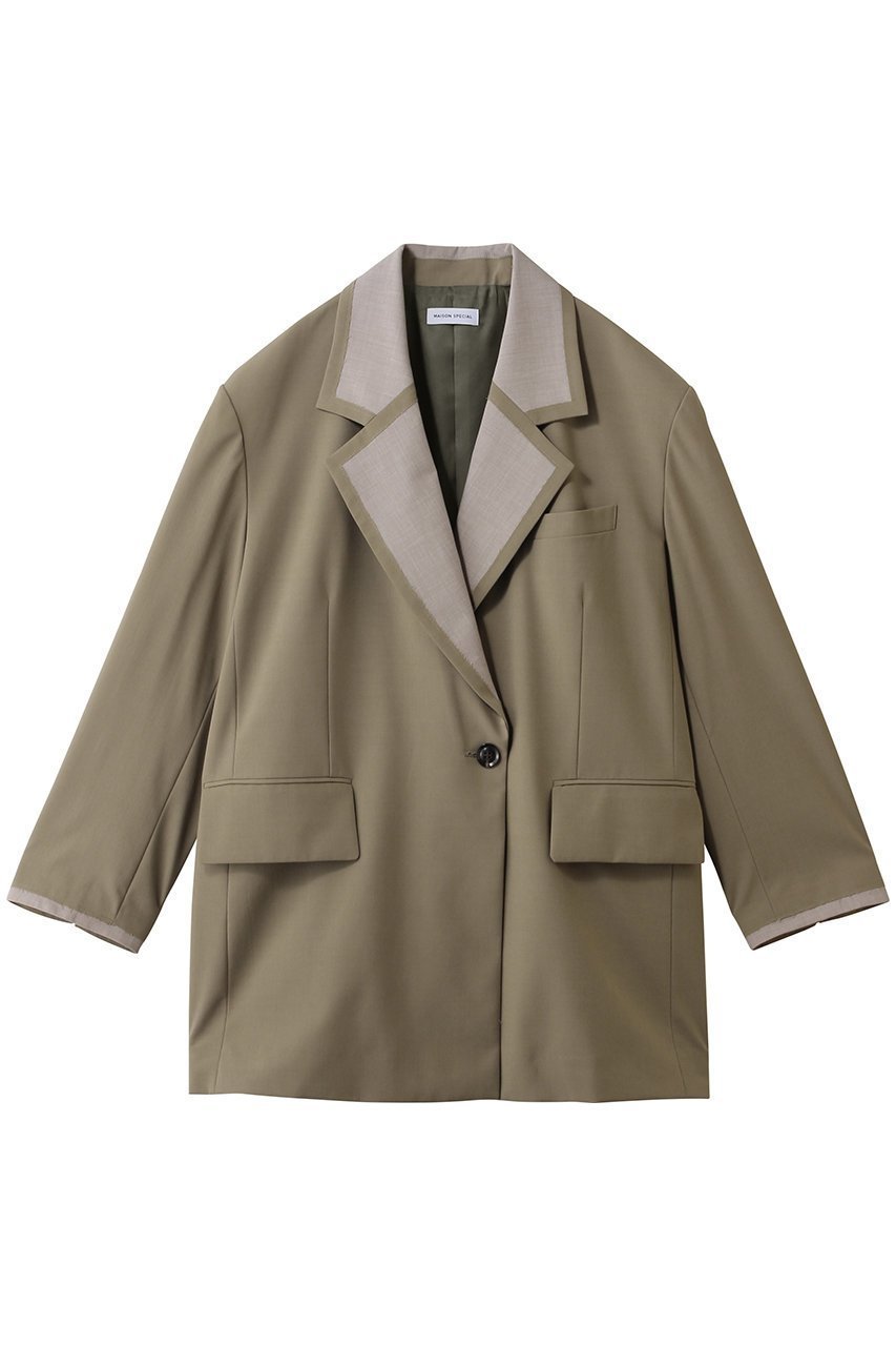 【メゾンスペシャル/MAISON SPECIAL】のOver Jacket/ラペルデザインオーバージャケット インテリア・キッズ・メンズ・レディースファッション・服の通販 founy(ファウニー) 　ファッション　Fashion　レディースファッション　Fashion for Women　アウター　Coat / Outerwear Collection　レディースジャケット・軽アウター　Jackets　ジャケット　Jacket, Outerwear　スラックス　Slacks, Dress Pants　テーラード　Tailored, Tailored Fit　デニム　Denim, Jeans Material　エレガント 上品　Elegant　春　Spring　KHK(カーキ)|ID: prp329100004807533 ipo3291000000036891069