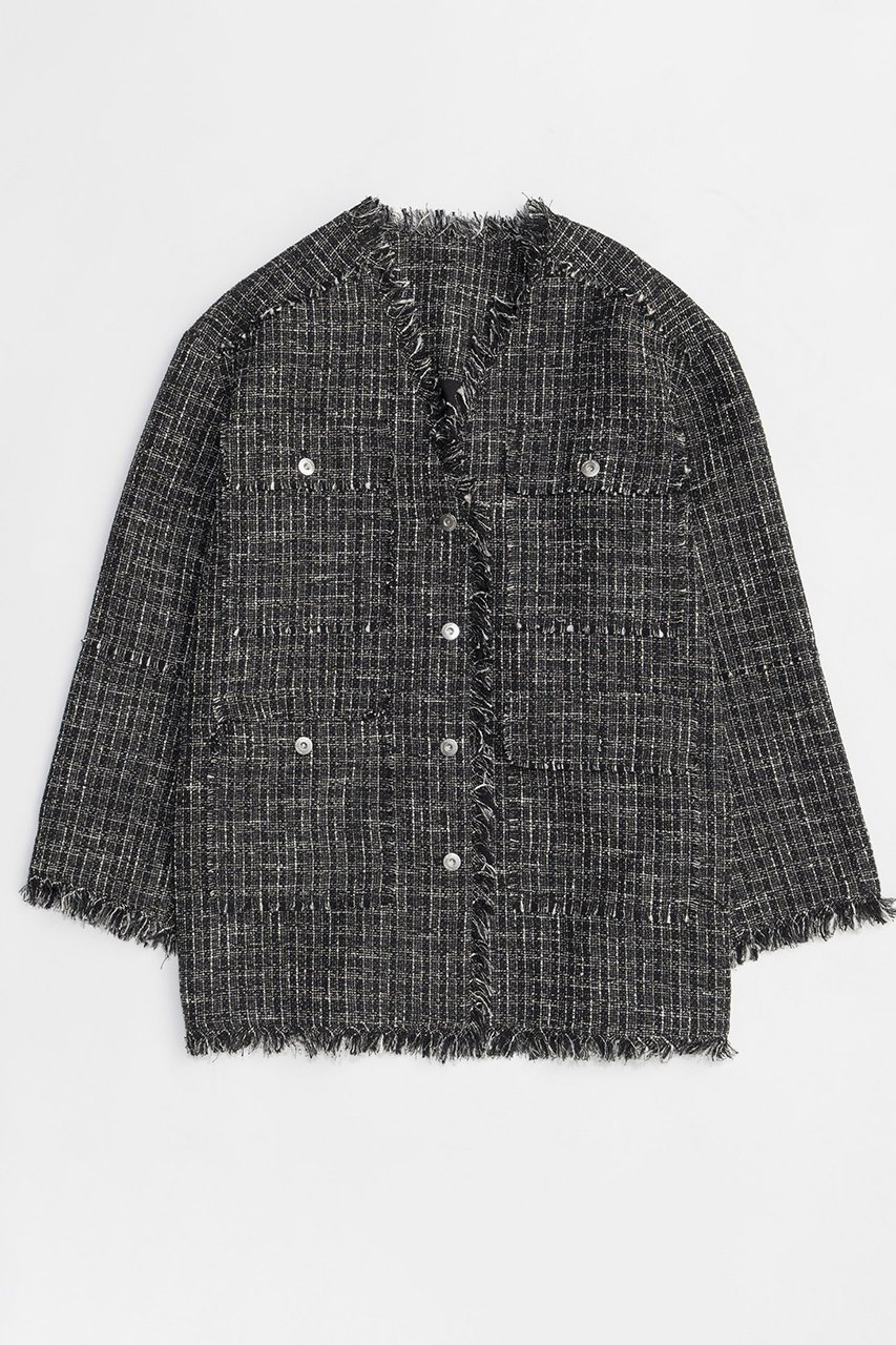 【メゾンスペシャル/MAISON SPECIAL】のFringe Tweed Long Jacket/フリンジツイードジャケット インテリア・キッズ・メンズ・レディースファッション・服の通販 founy(ファニー) 　ファッション　Fashion　レディースファッション　Fashion for Women　アウター　Coat / Outerwear Collection　レディースジャケット・軽アウター　Jackets　2026年　2026　ジャケット　Jacket, Outerwear　チェック　Check, Plaid, Tartan　ツイード　Twill, Twill Weave　フリンジ　Fringe, Tassel　ボトム　Bottoms, Lower Wear　ポケット　Pocket, Pocket Detail　夏　Summer　春　Spring　S/S・春夏　SS, Spring/Summer, Warm Season　BLK(ブラック)|ID: prp329100004807534 ipo3291000000034886616