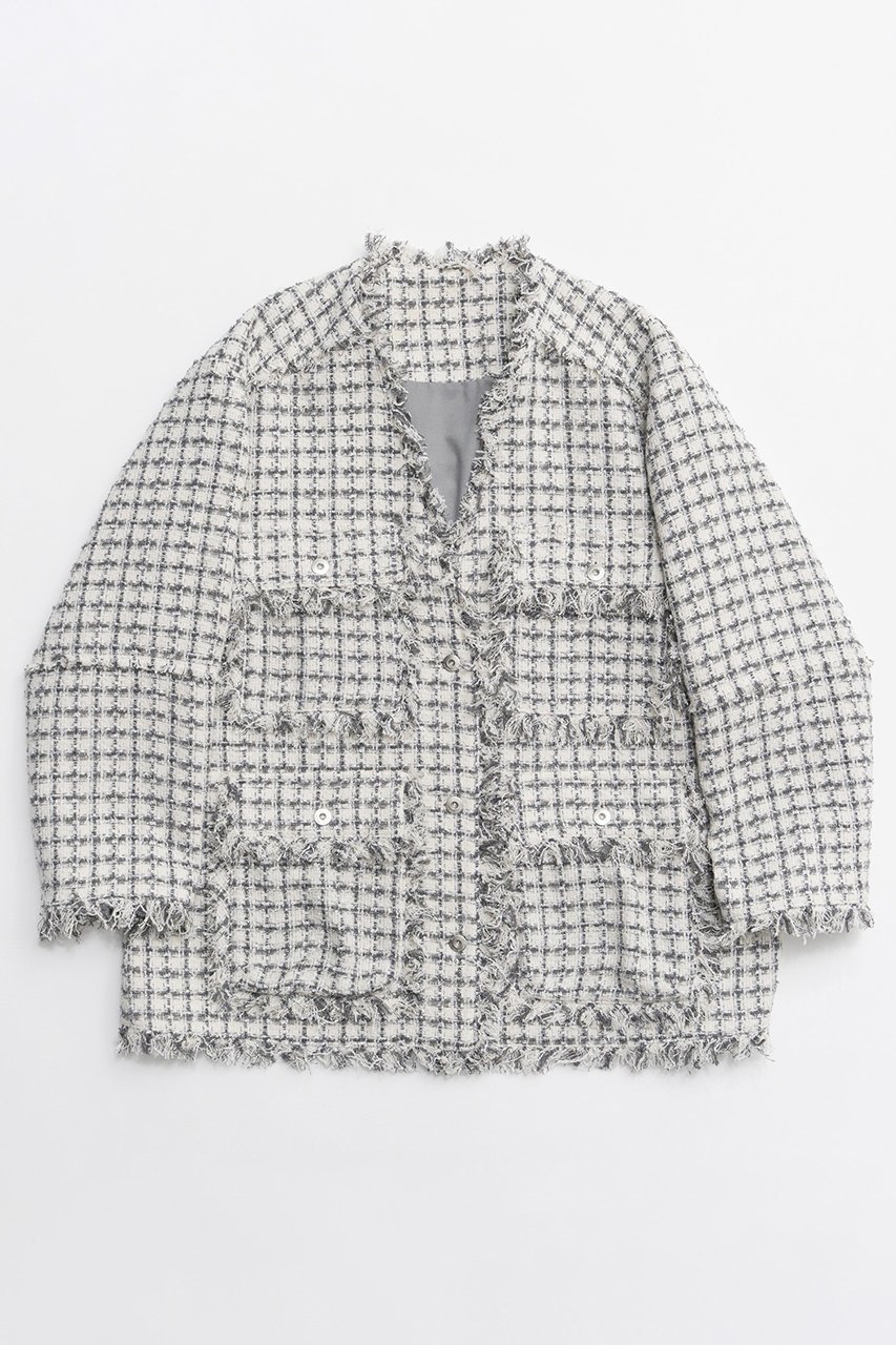 【メゾンスペシャル/MAISON SPECIAL】のFringe Tweed Long Jacket/フリンジツイードジャケット インテリア・キッズ・メンズ・レディースファッション・服の通販 founy(ファニー) 　ファッション　Fashion　レディースファッション　Fashion for Women　アウター　Coat / Outerwear Collection　レディースジャケット・軽アウター　Jackets　2026年　2026　ジャケット　Jacket, Outerwear　チェック　Check, Plaid, Tartan　ツイード　Twill, Twill Weave　フリンジ　Fringe, Tassel　ボトム　Bottoms, Lower Wear　ポケット　Pocket, Pocket Detail　夏　Summer　春　Spring　S/S・春夏　SS, Spring/Summer, Warm Season　WHT(ホワイト)|ID: prp329100004807534 ipo3291000000034886617