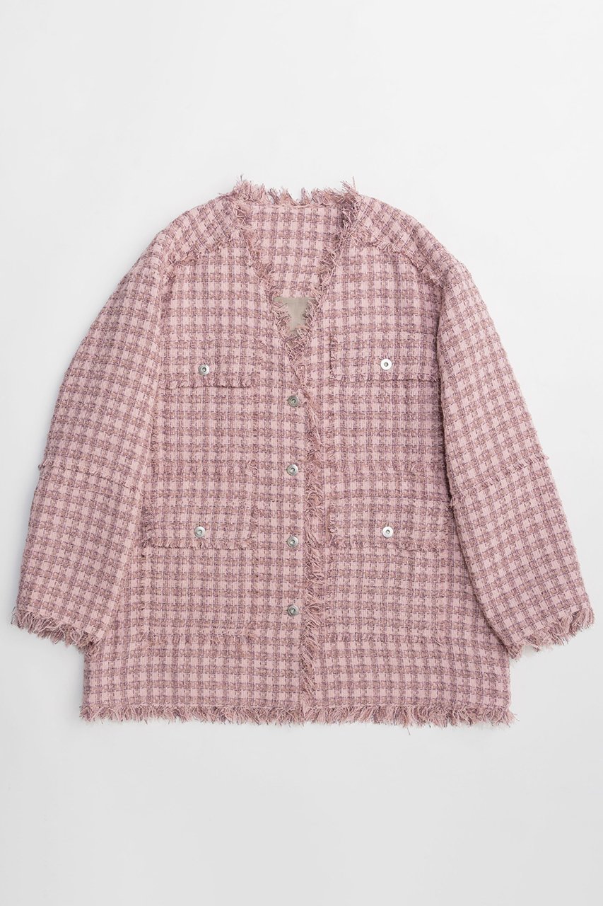 【メゾンスペシャル/MAISON SPECIAL】のFringe Tweed Long Jacket/フリンジツイードジャケット インテリア・キッズ・メンズ・レディースファッション・服の通販 founy(ファニー) 　ファッション　Fashion　レディースファッション　Fashion for Women　アウター　Coat / Outerwear Collection　レディースジャケット・軽アウター　Jackets　2026年　2026　ジャケット　Jacket, Outerwear　チェック　Check, Plaid, Tartan　ツイード　Twill, Twill Weave　フリンジ　Fringe, Tassel　ボトム　Bottoms, Lower Wear　ポケット　Pocket, Pocket Detail　夏　Summer　春　Spring　S/S・春夏　SS, Spring/Summer, Warm Season　PNK(ピンク)|ID: prp329100004807534 ipo3291000000034886618